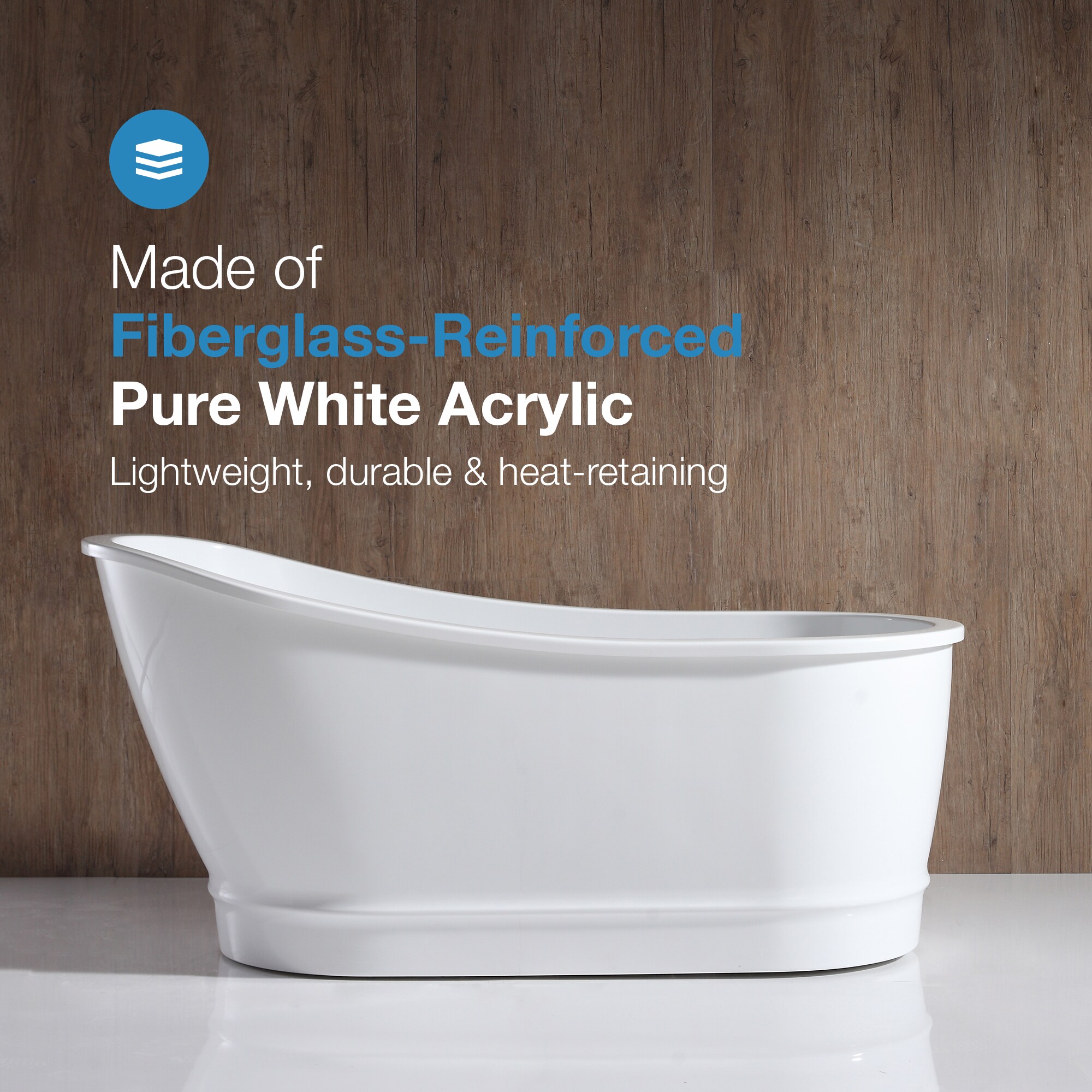 OVE Decors Carly 30.69-in W x 60.6-in L Gloss White Acrylic Oval Back Center Drain Freestanding Bathtub (Drain Included) in the Bathtubs at Lowes.com