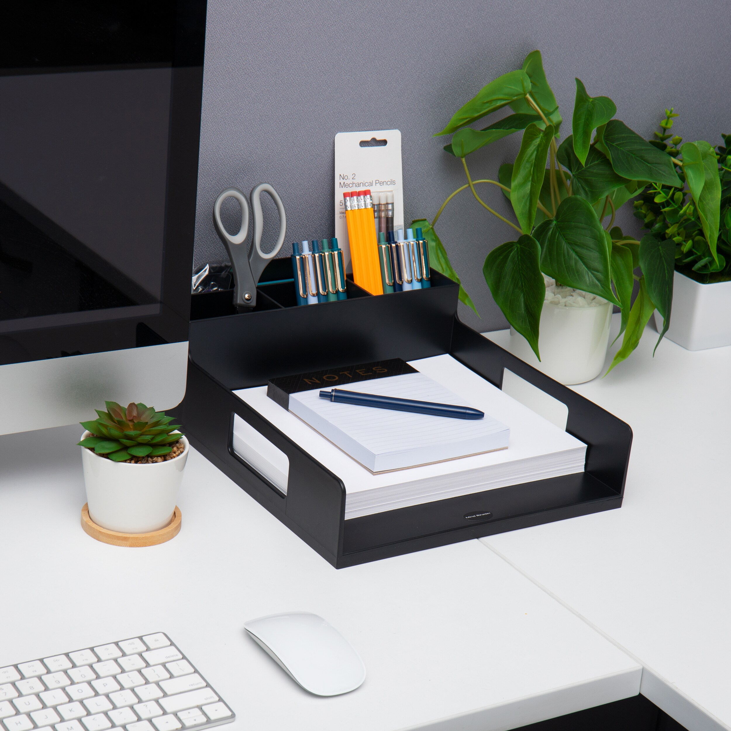 Black Plastic 7-Compartment Cutlery Organizer Tray