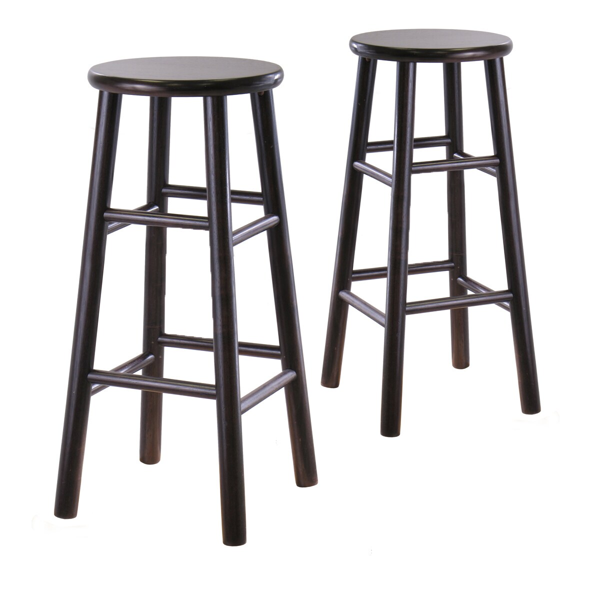 Swivel Bar Kitchen Counter Stools Solid Wood Dark Espresso Winsome Set of 2 