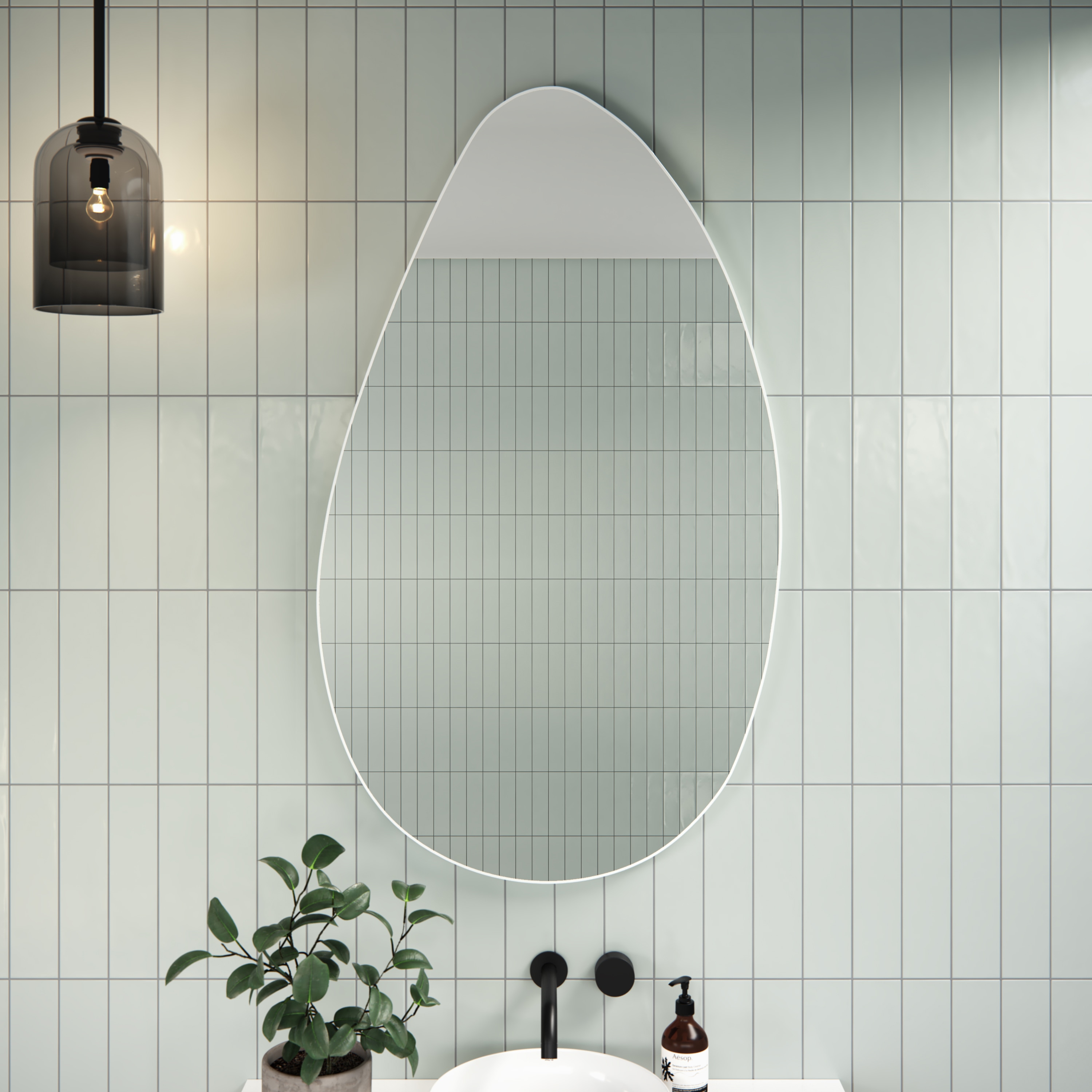 Glass Warehouse SF-PBL-28X48-W Starla 28-Inches W x 48-Inches H Irregular White Framed Wall Mirror