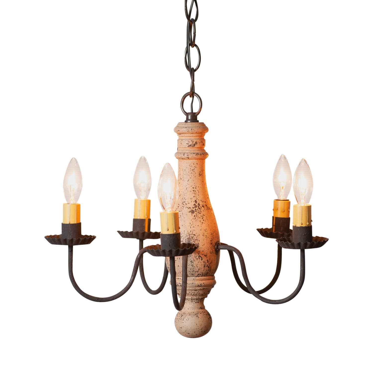 Irvin's Tinware Irvins Country Tinware 5-Arm Bed and Breakfast Chandelier in Hartford Buttermilk