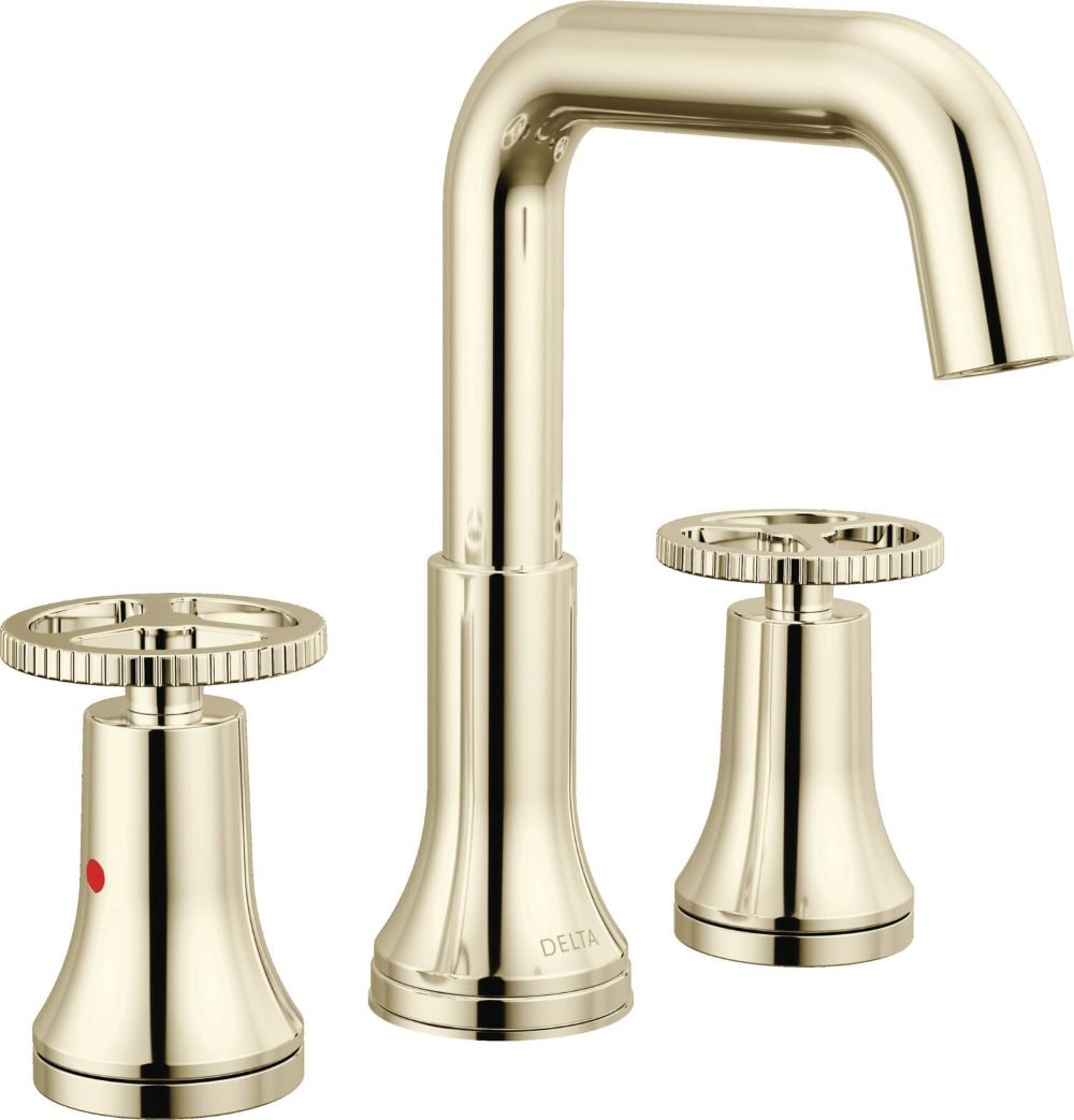 Delta 35547-PNMPU-DST Trinsic Polished Nickel Widespread 2-handle WaterSense High-arc Commercial/Residential Handle Bathroom Sink Faucet with Drain