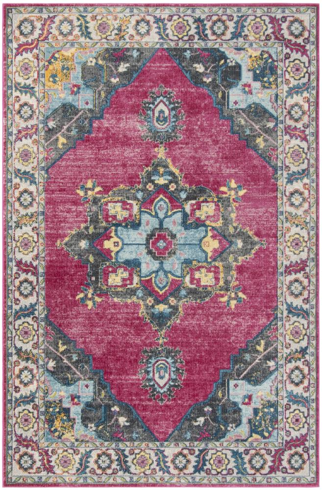 Safavieh MER108R-5 Merlot Peri 5 x 8 (ft) Loomed Synthetic Fuchsia/Multi Rectangular Indoor Floral/Botanical Oriental Area rug