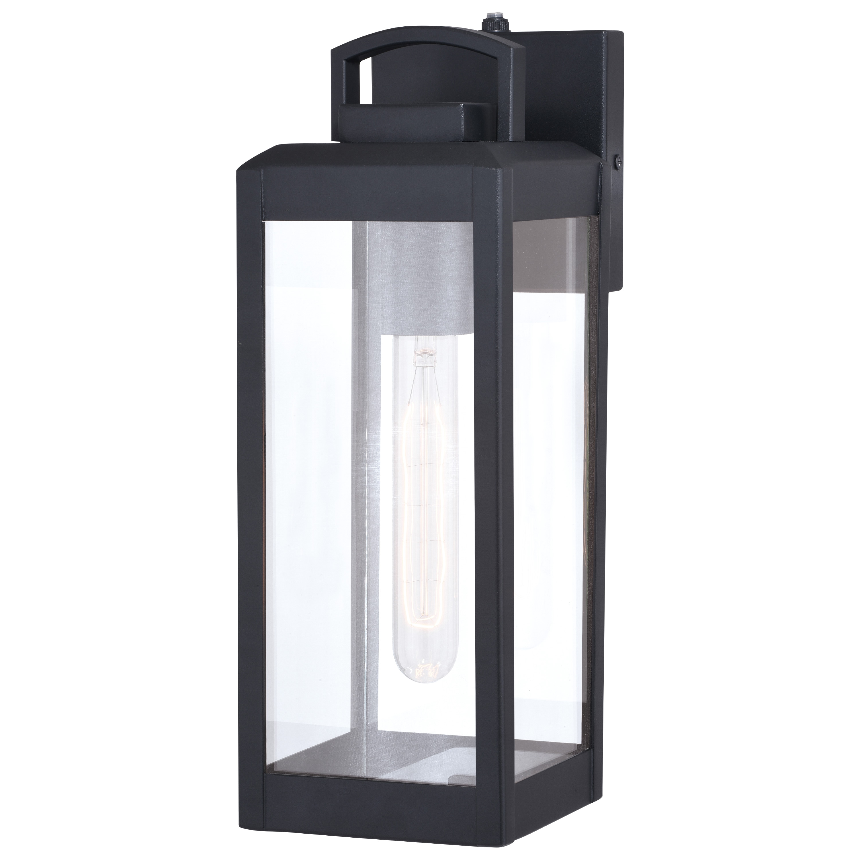Cascadia T0566 Kinzie 1 -Light 14.25-in H Matte Black Hardwired Dusk to Dawn Outdoor Wall Light