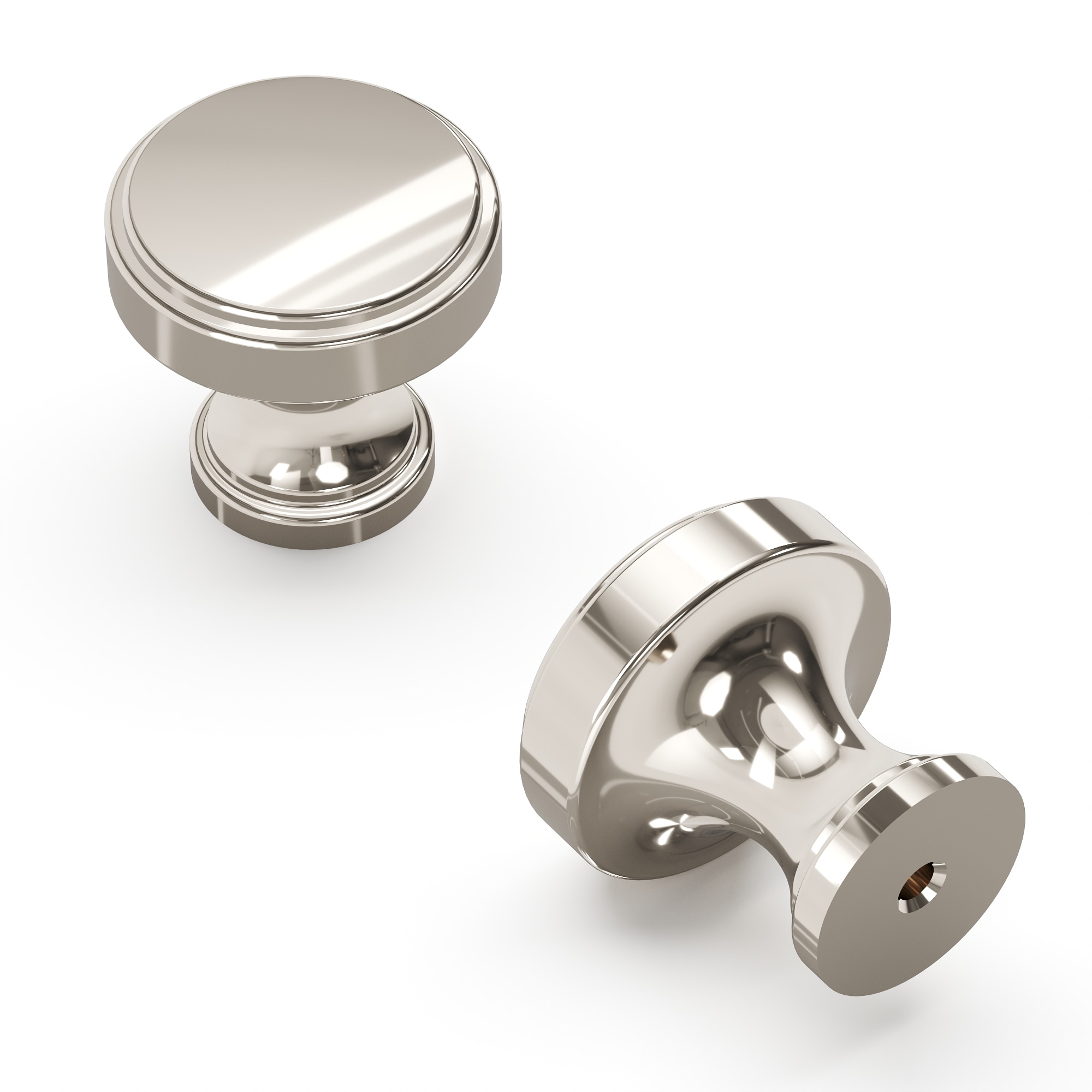 Belwith Keeler B077459-14 Brownstone 1-1/4-in Polished Nickel Round Transitional Cabinet Knob