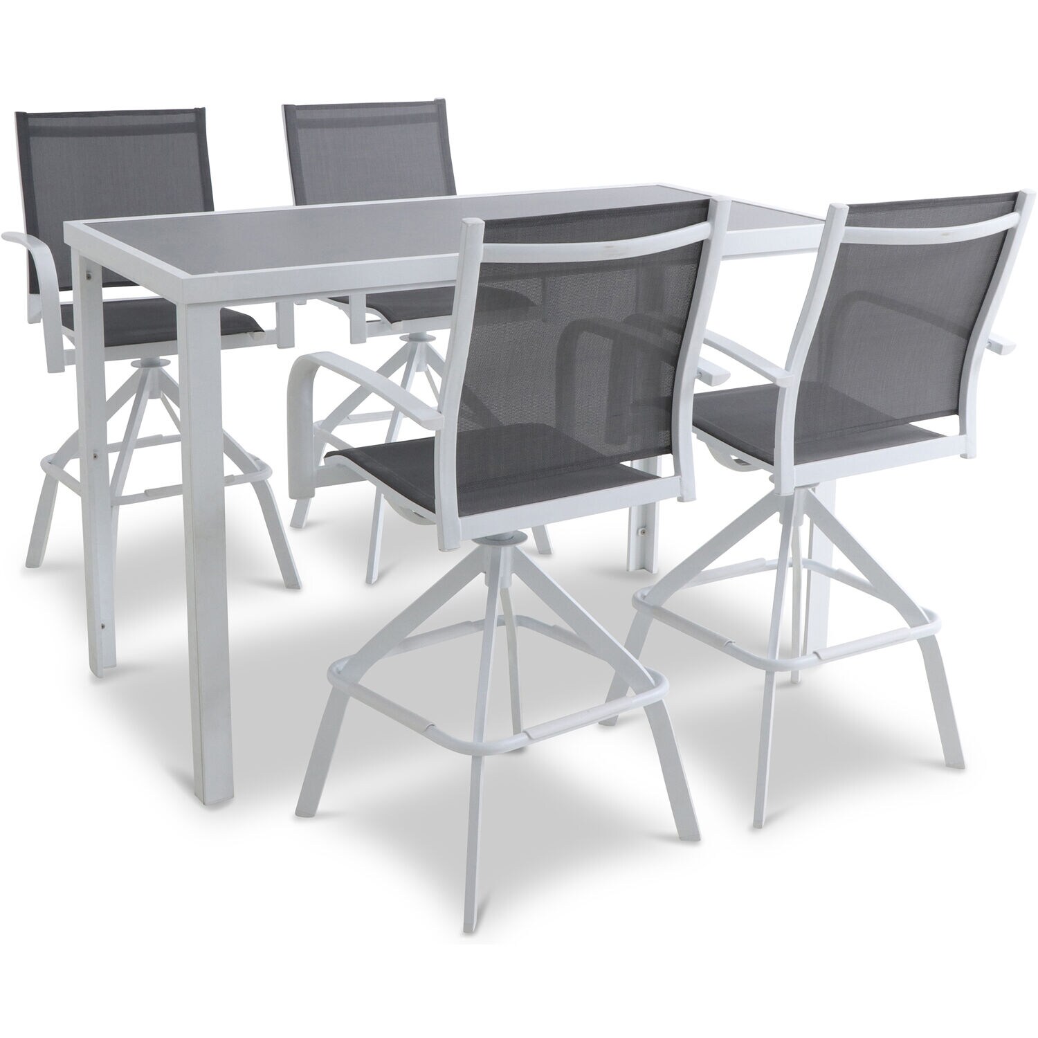 Harper White Aluminum 6-Person Outdoor Dining Set with Sling Chairs