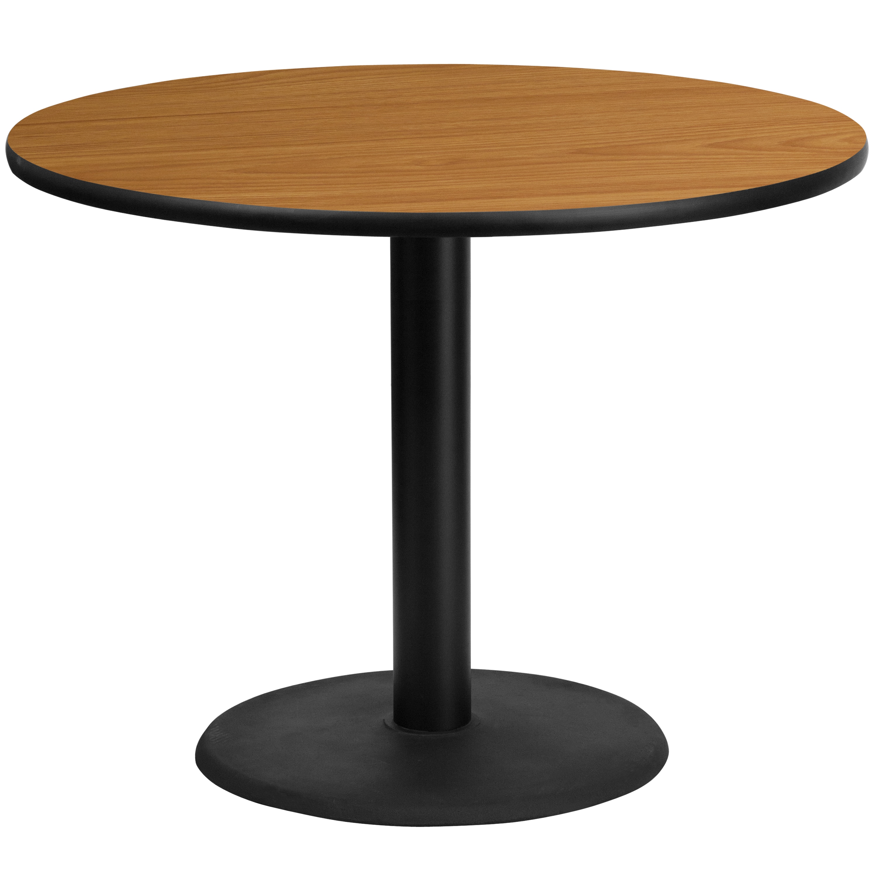 Flash Furniture 889142005858 Natural Round Contemporary/Modern Dining Table, Wood veneer with Black Metal Pedestal Base 42-Inches L x 31.13-Inches H