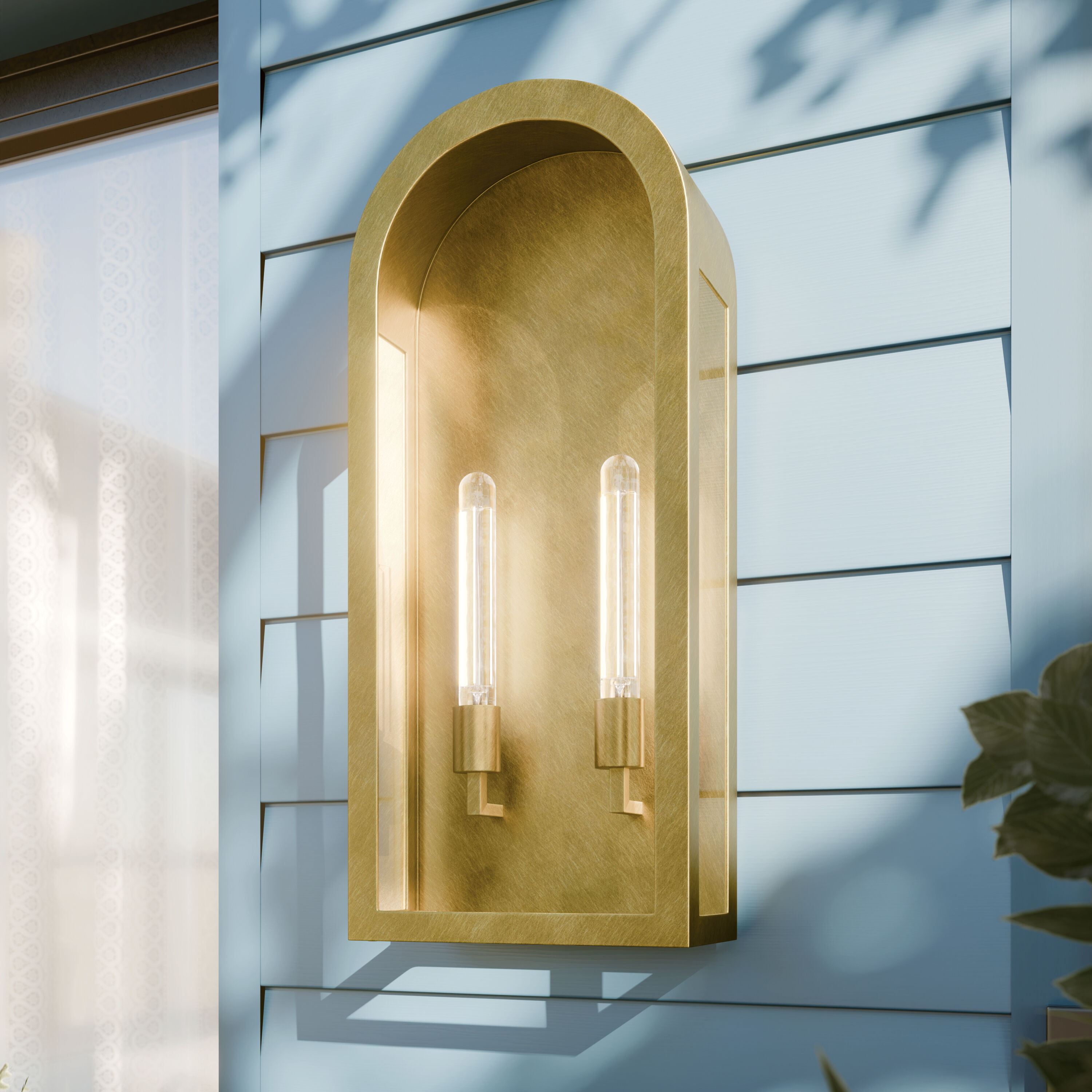 Kichler Marea 2 -Light 25-in H Brass Hardwired Outdoor Wall Light