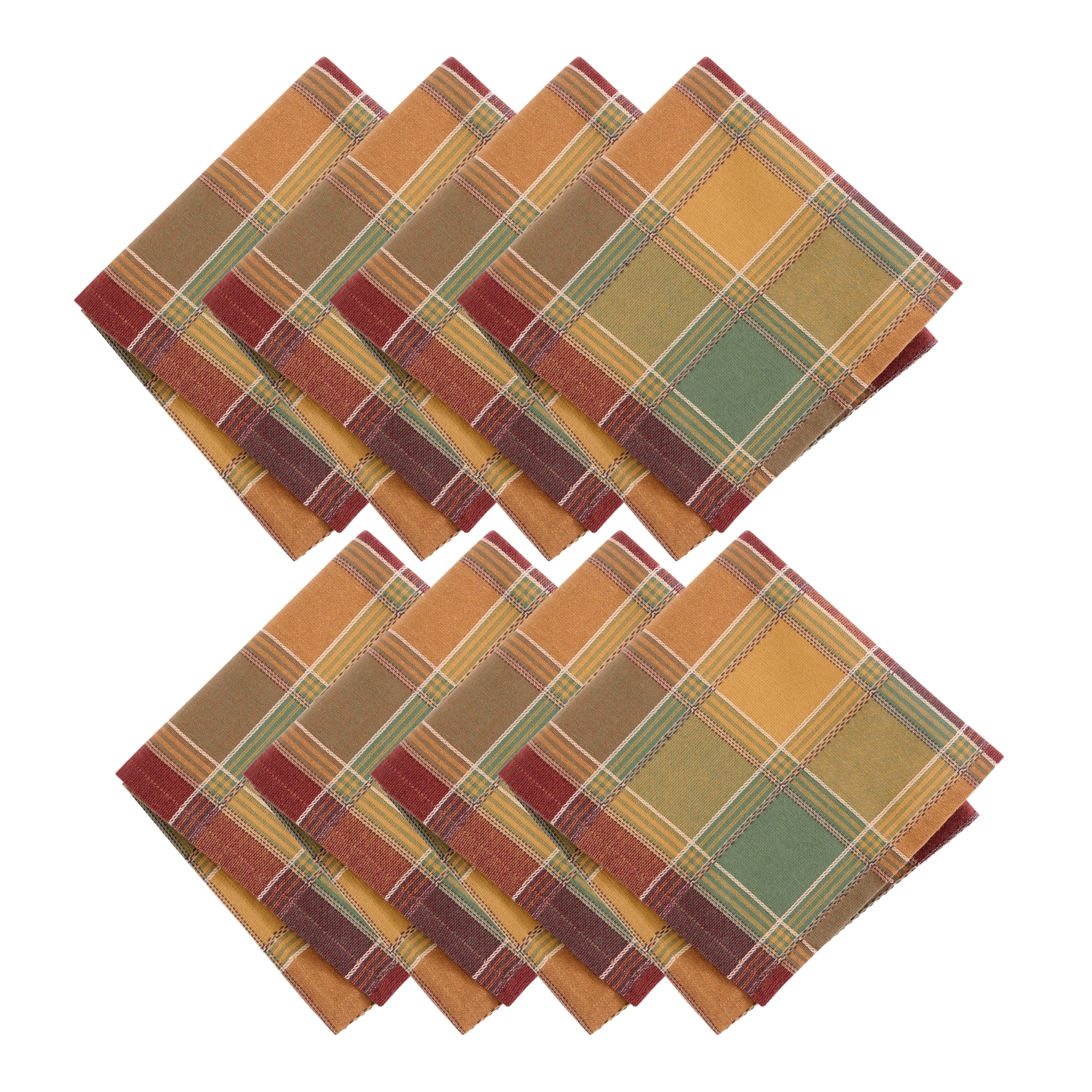 Elrene Home Fashions Autumn Acres Plaid 4 -Pack Multicolor Cotton Square Napkin(s)