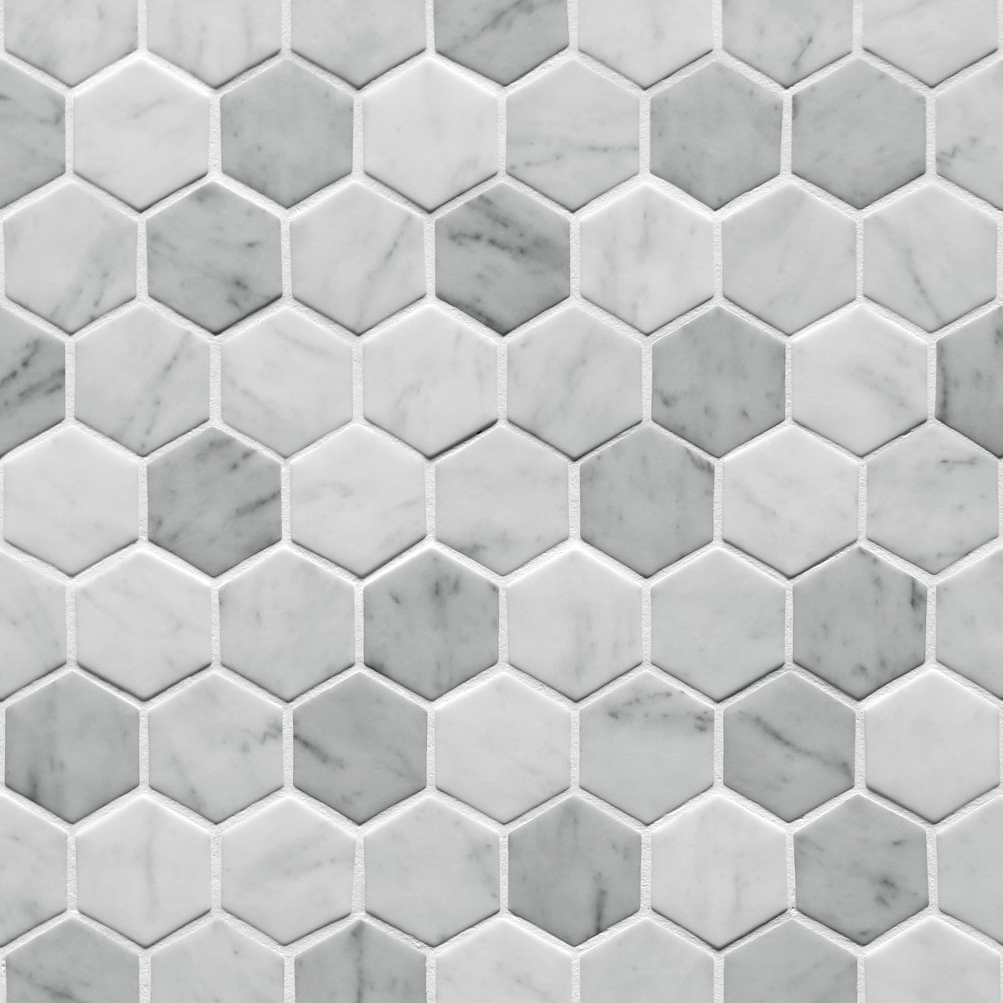SUNWINGS HEXC-ARN-10 Carrara White 10-in x 11-in Matte Recycled Glass Marble Look Hexagon Mosaic Floor and Wall Tile (8.34-sq. ft/ Carton)