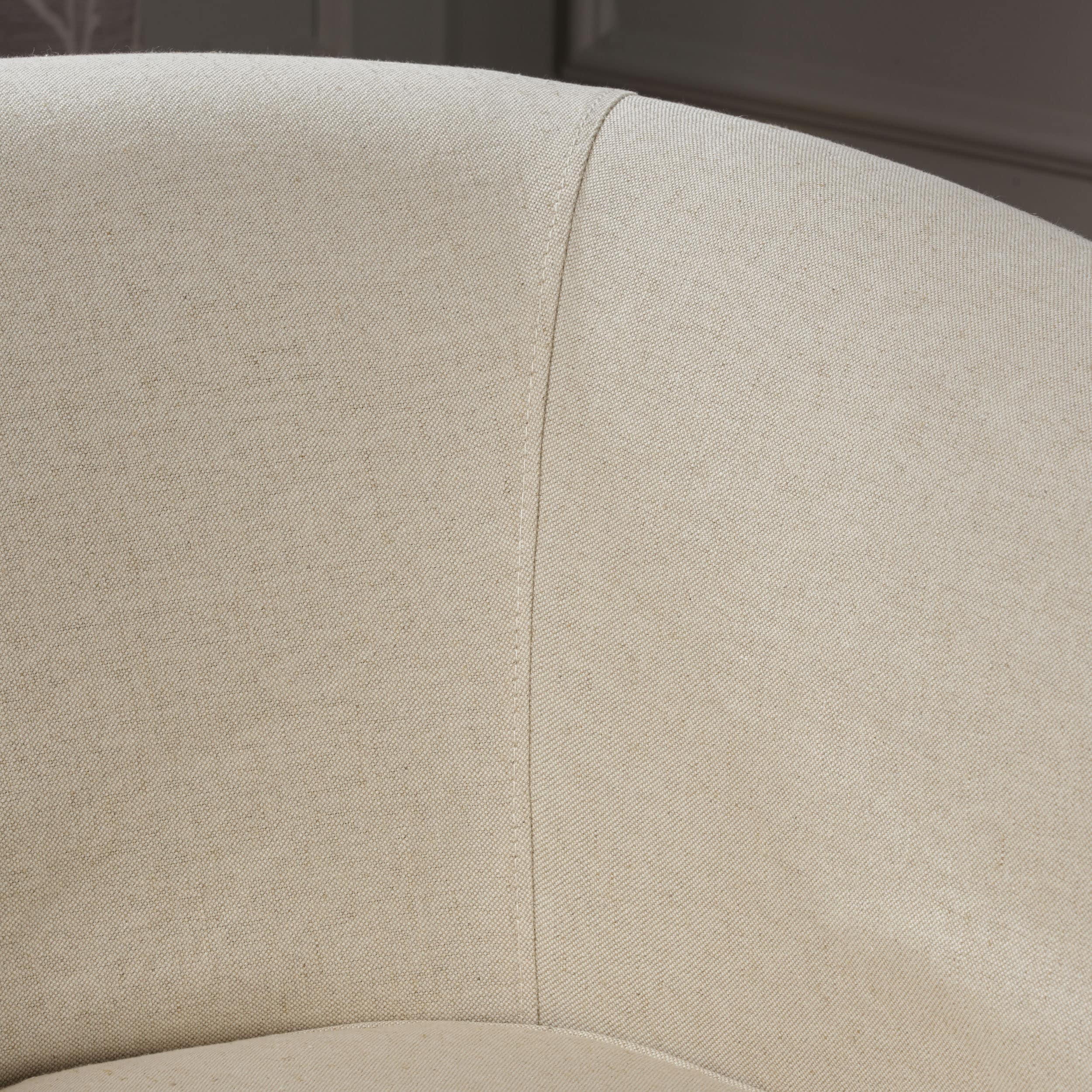 Natural Fabric Barrel Swivel Club Chair with Metal Base
