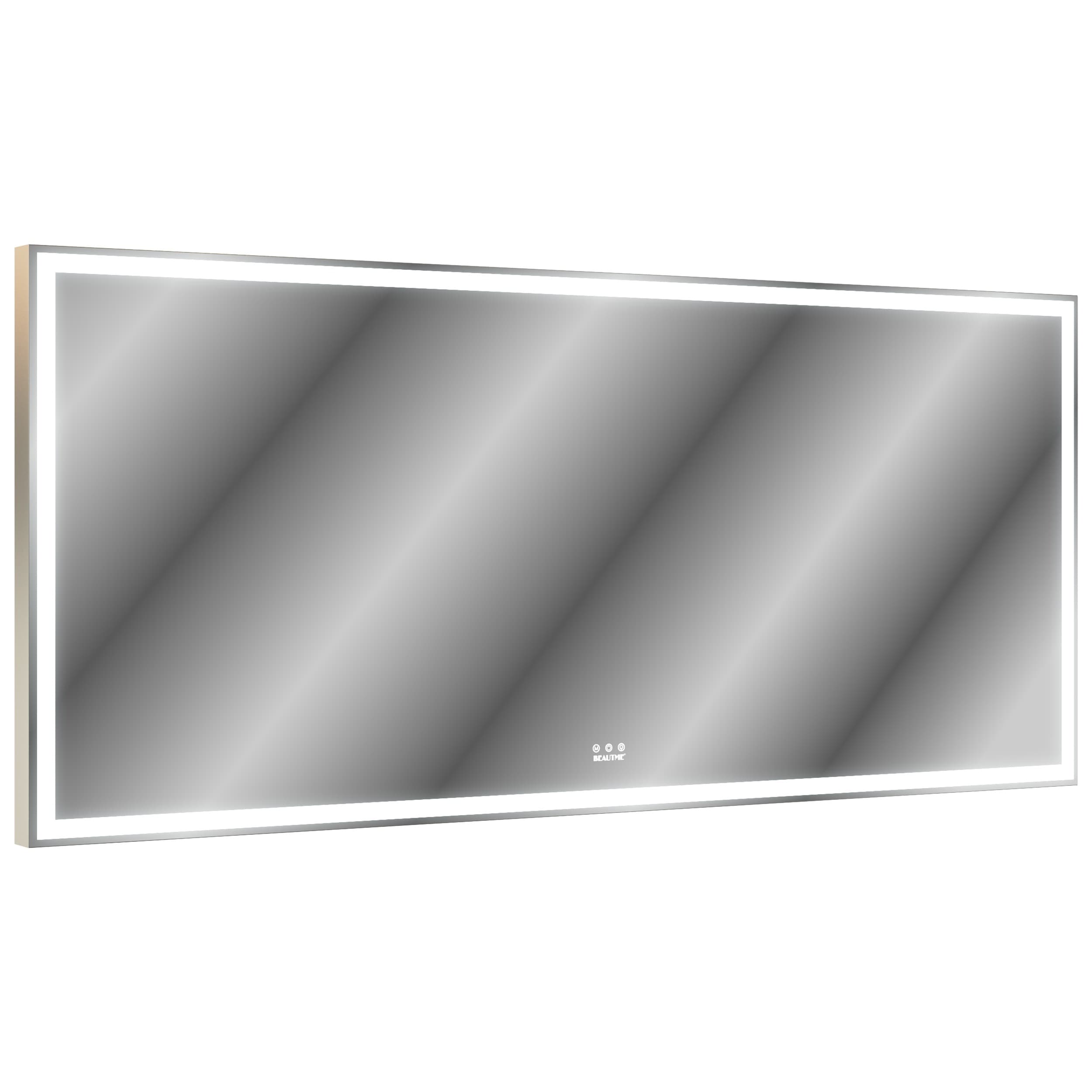LIVACA 72 inch x 32 inch Silver Aluminum Frame LED Bathroom Mirror with 3 Color Modes and Smart Control