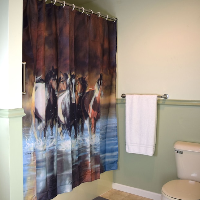 Rivers Edge Products Shower Curtain- Rush Hour Horses Stylish Plastic Bathroom  Organizer in the Bathroom Accessories department at