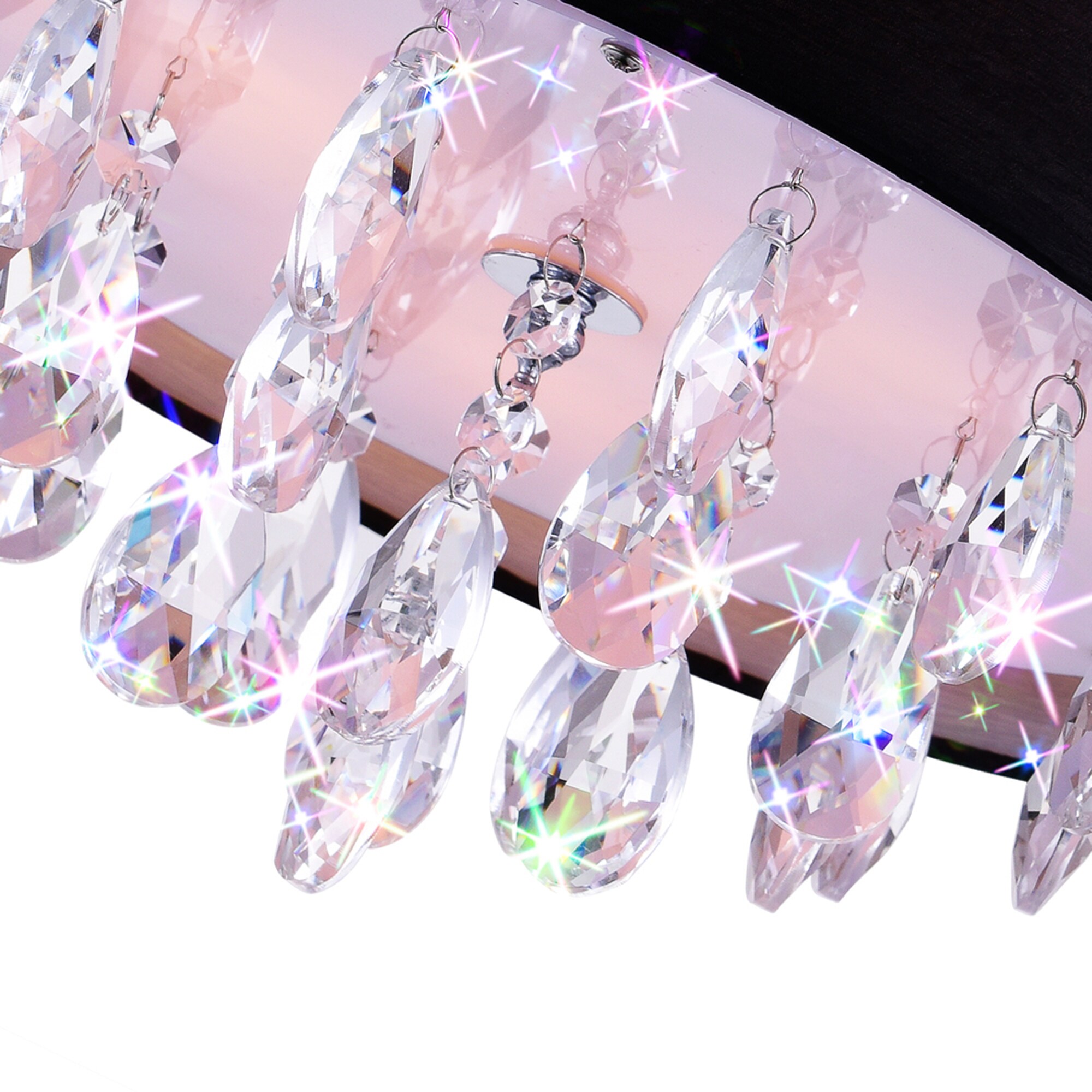 Black and Chrome Crystal 3-Light Flush Mount Ceiling Fixture