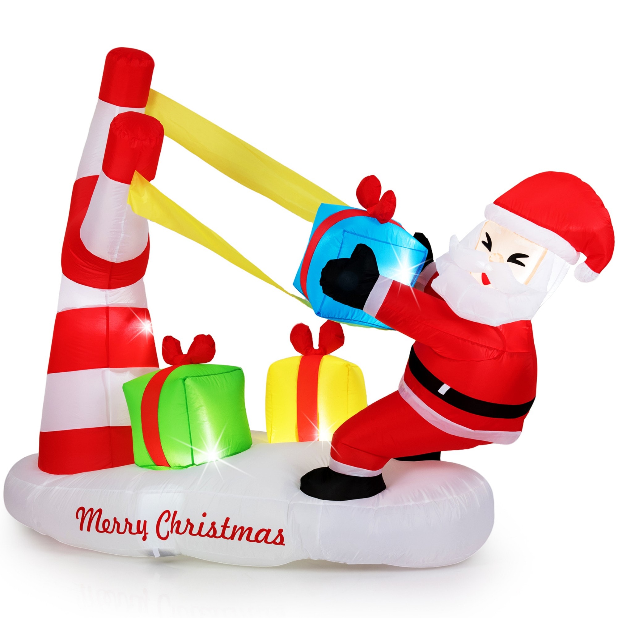 LIVIZA 66-in Freestanding Santa Yard decoration with White LED Lights