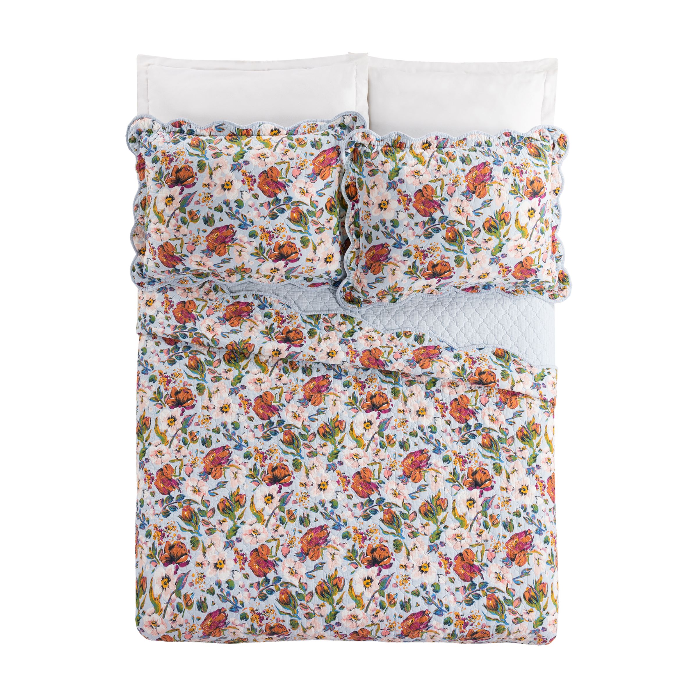 Vera Bradley Sea Air Floral 3Piece Blue King Quilt Set in the Bedding