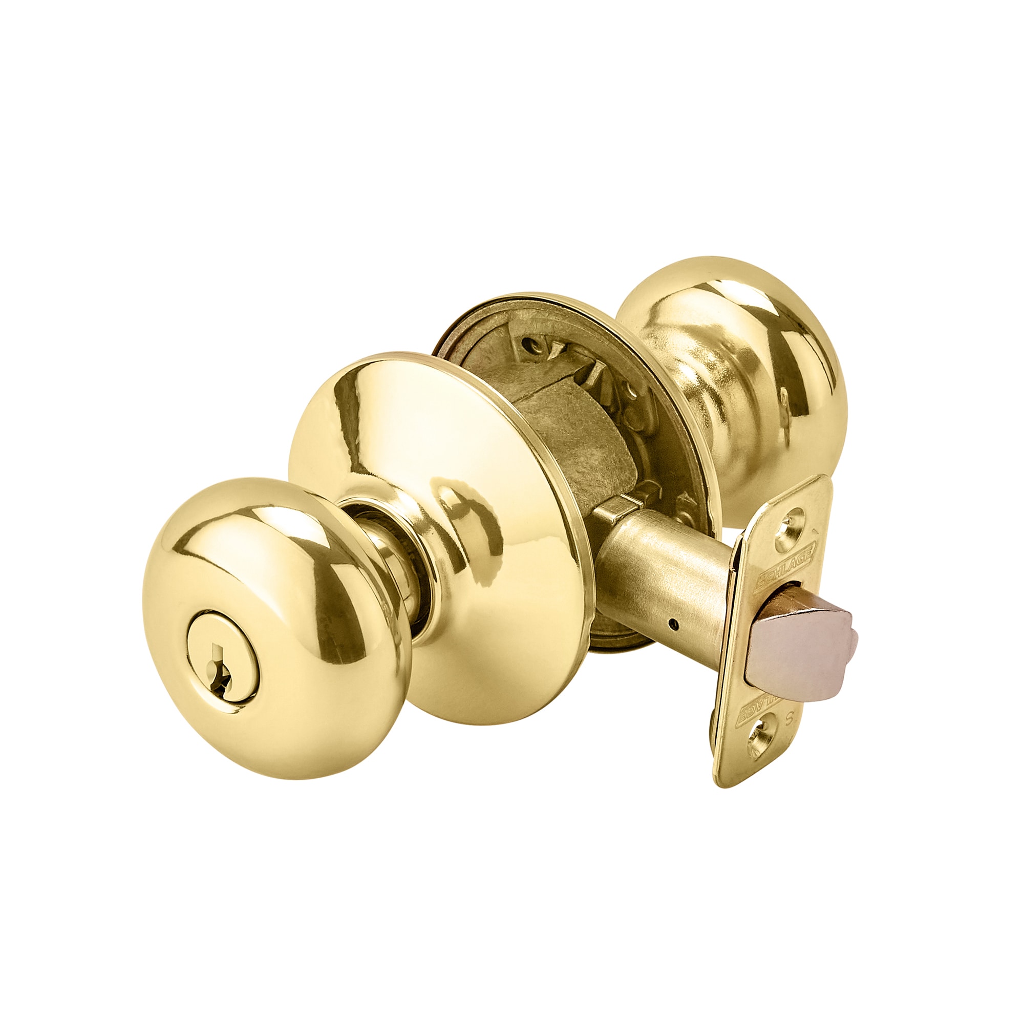 Schlage Plymouth Bright Brass Exterior Keyed Entry Door Knob in the Door  Knobs department at