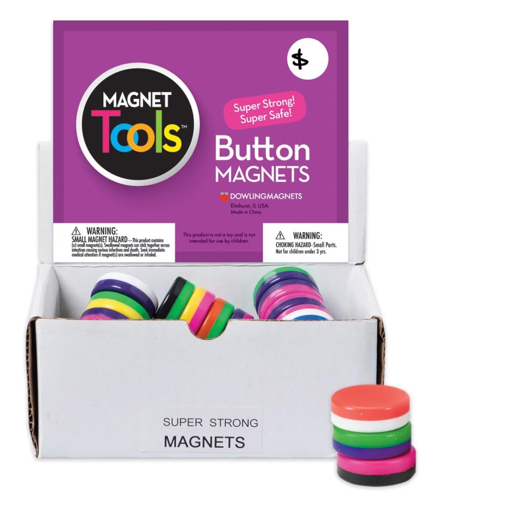 Dowling Magnets DO-711D Button Magnet Display, Pack of 40