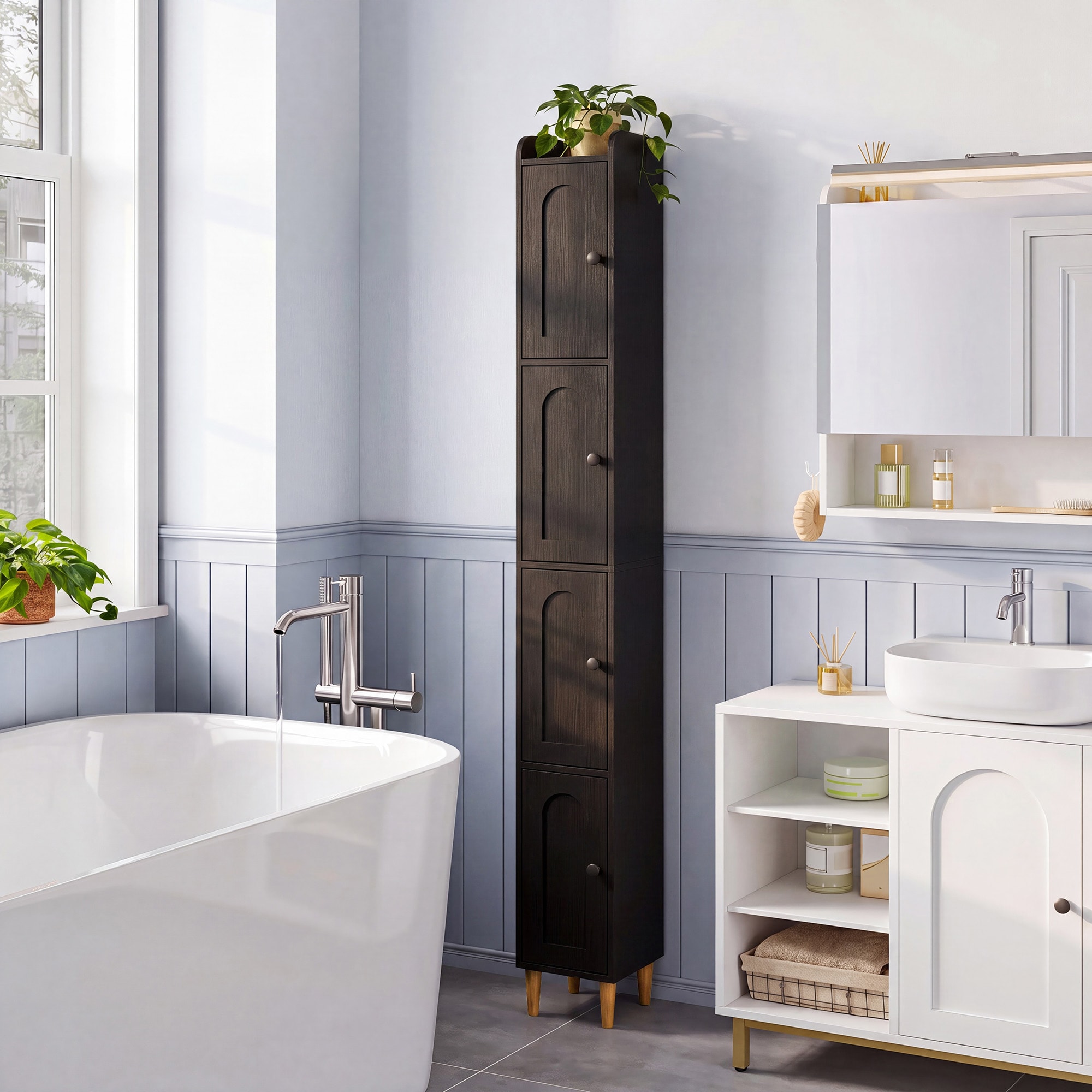LAUSAINT HOME  Narrow Storage Cabinet Anti-Tilt Floor Cabinet for Bathroom Kitchen Laundry