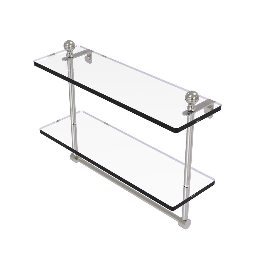 Allied Brass MA-2/16TB-SN Mambo Satin Nickel 2-Tier Wall Mount Bathroom Shelf (16-in X 12-in X 5-in)