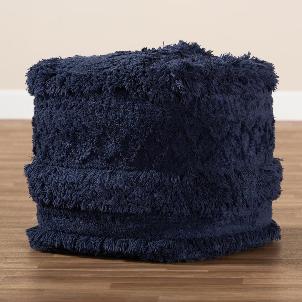 Baxton Studio Curlew Ornate Navy Pouf Ottoman in the Ottomans & Poufs ...