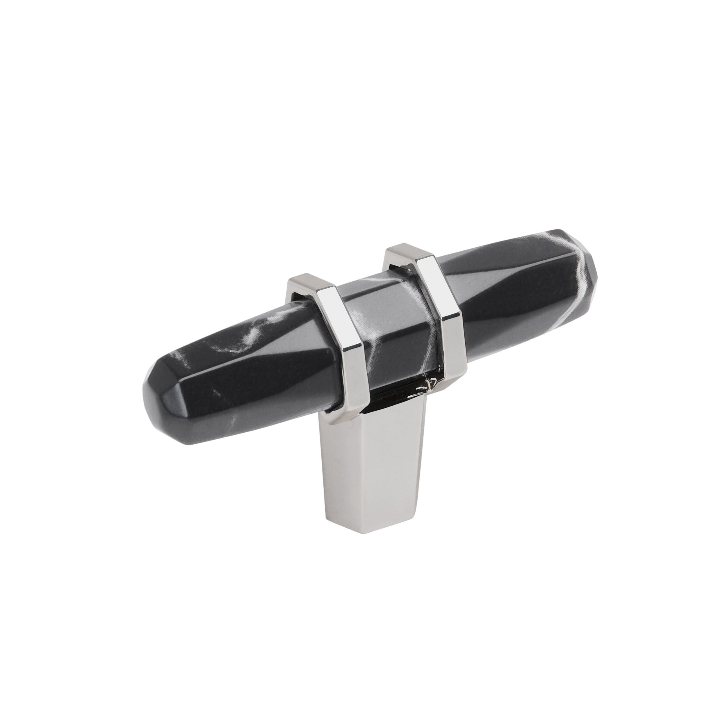 Amerock BP36647MBK26 Carrione 2-1/2-in Marble Black/Polished Chrome Bar Contemporary Cabinet Knob