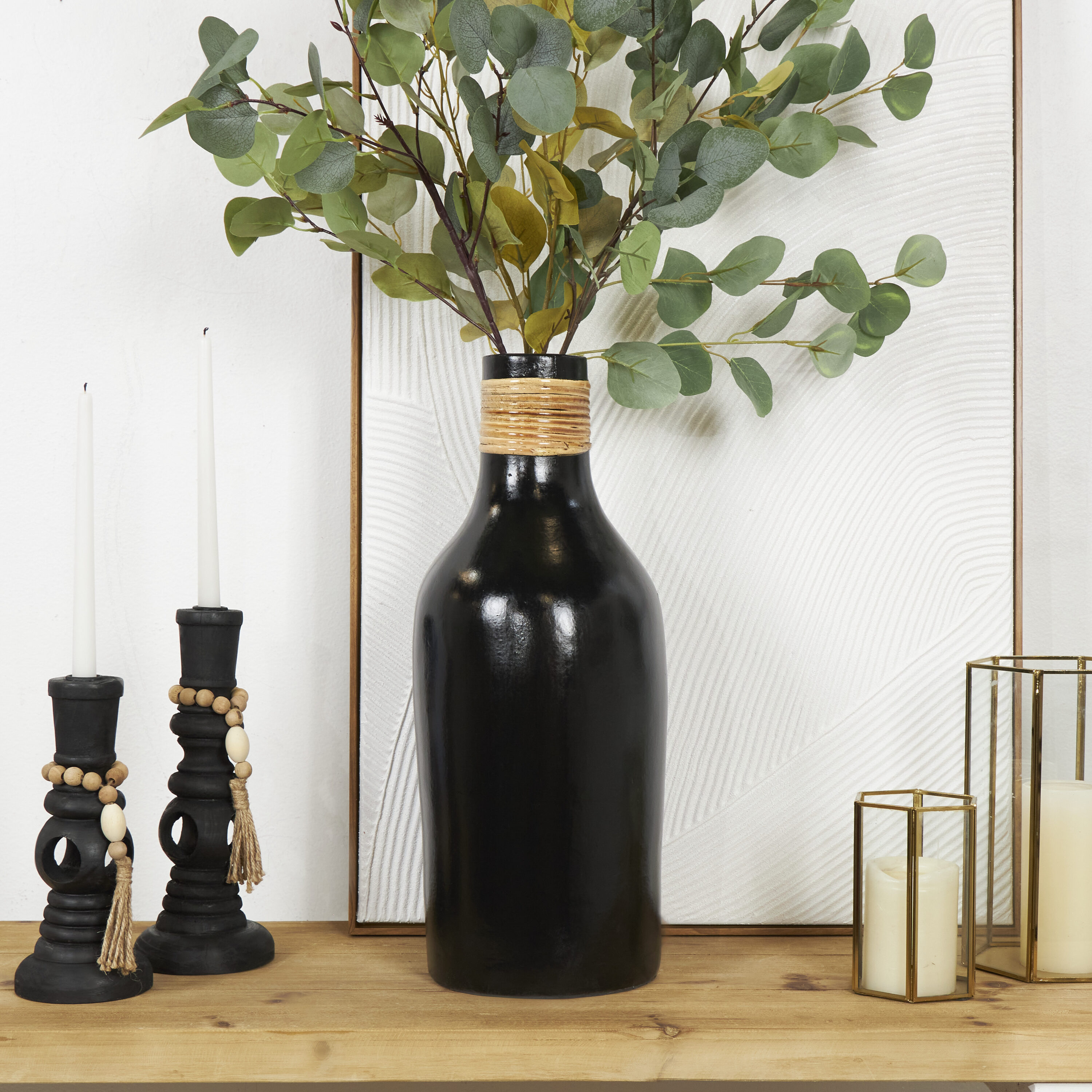 Grayson Lane 820416 Black Ceramic Modern Vase