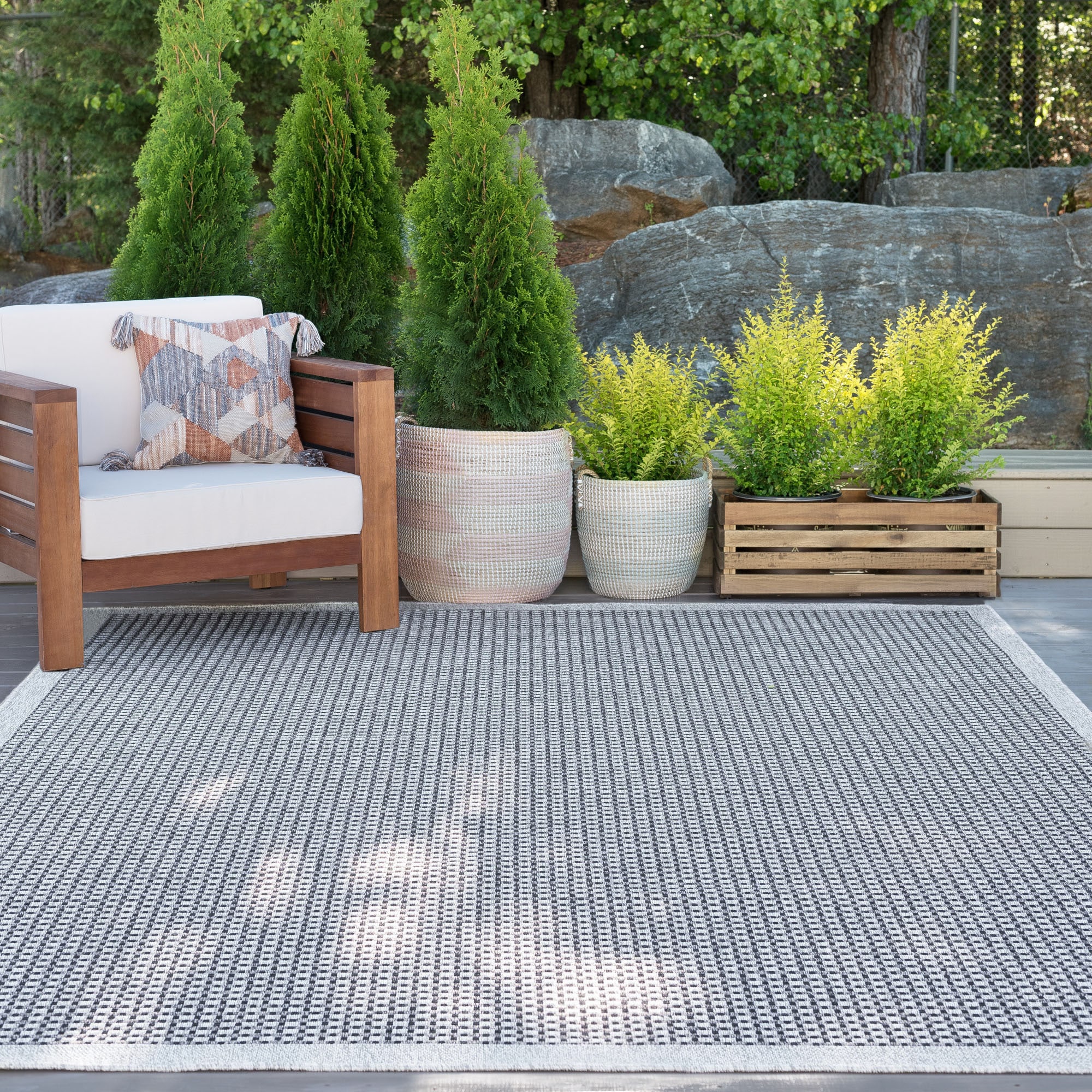 Tayse DEN1004 9X12 Denver 9 x 12 (ft) Loomed Polypropylene Light Gray Rectangular Indoor/Outdoor Area rug