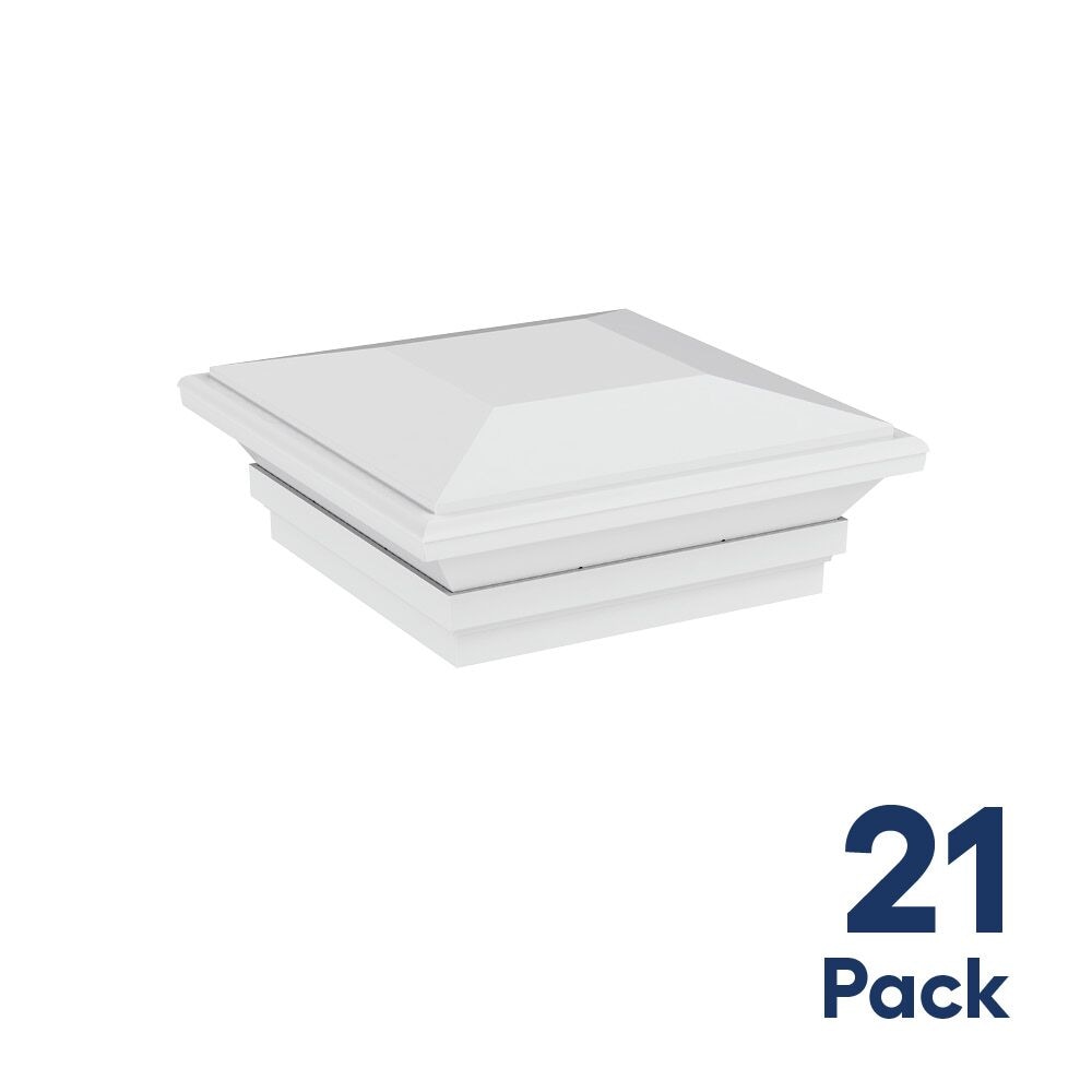 CATALYST - 5-in W x 5-in L White Vinyl fence Post top - Fits Common Post Measurement: 5-in x 5-in