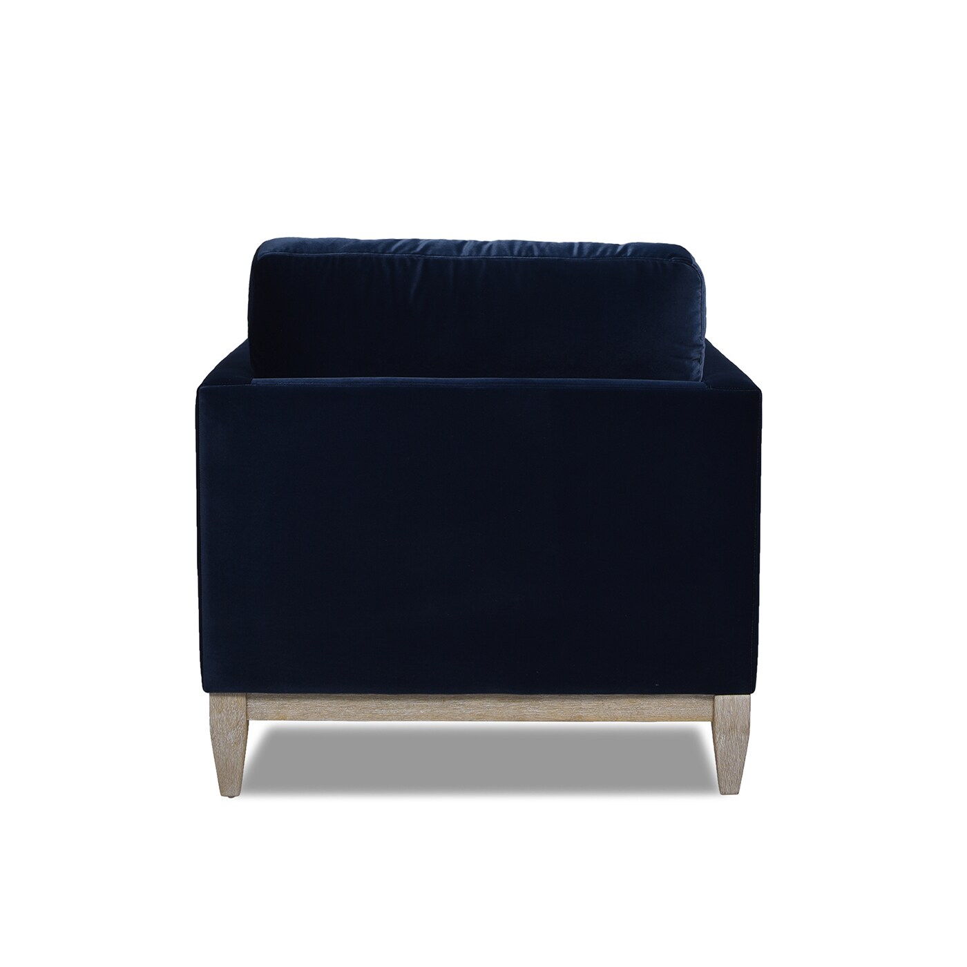 Knox Dark Navy Blue Velvet Armchair with Birch Legs