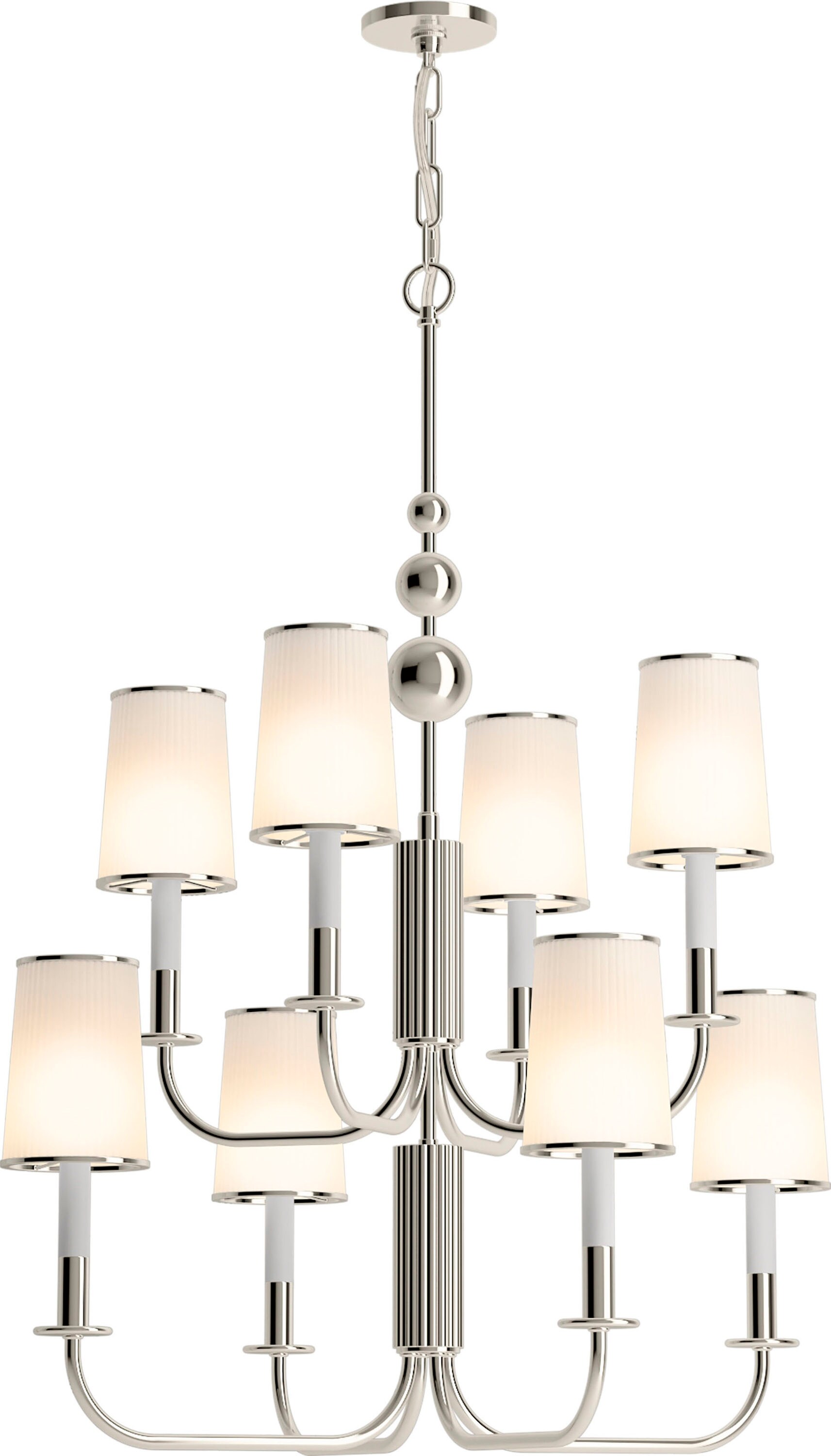 KOHLER 27442-CH08-SNL Tresdoux 8 -Light Polished Nickel Traditional For Use in Dining Rooms, Foyers, Chandelier