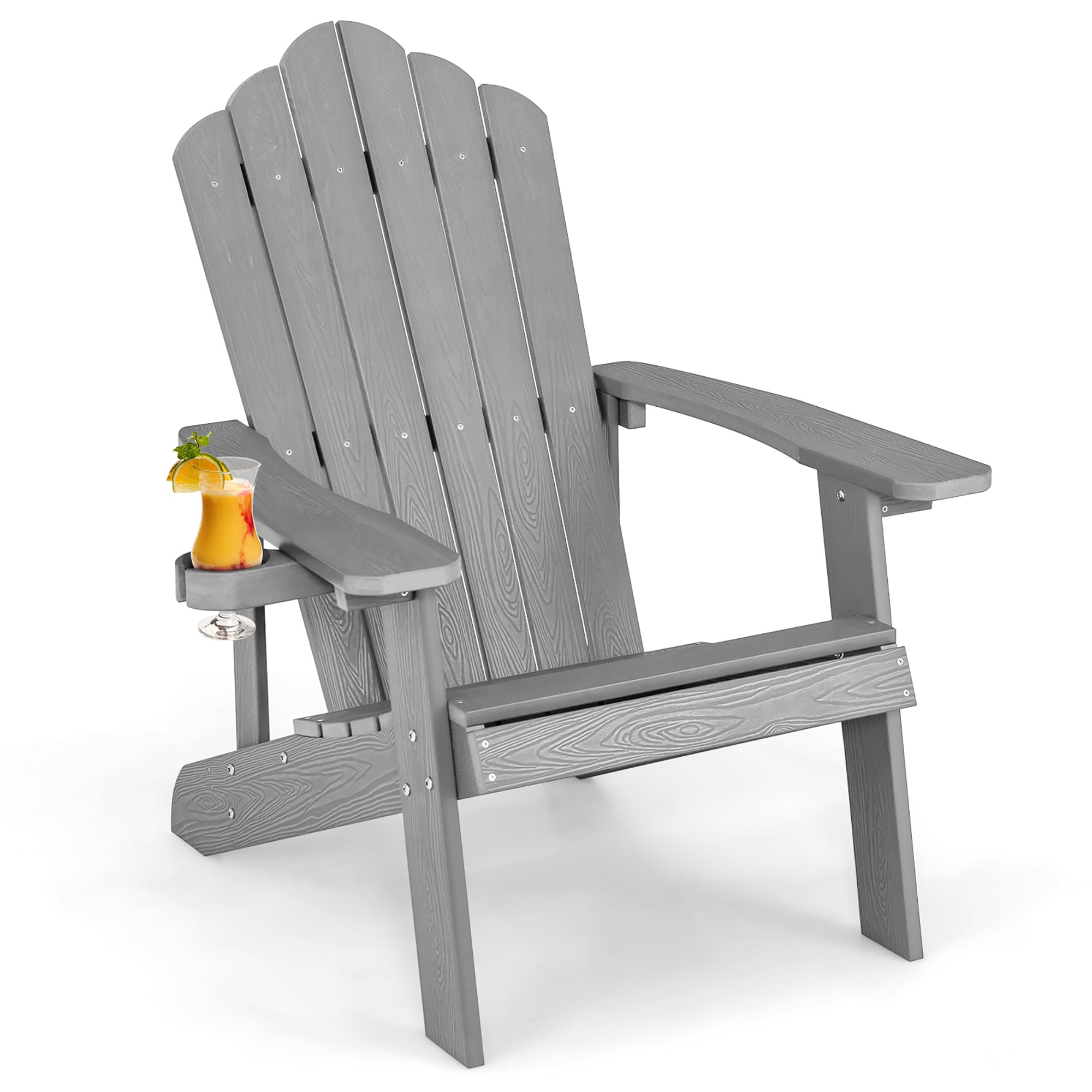 Costway NP10983SL Gray Steel Frame Stationary Balcony Chair with Solid Seat