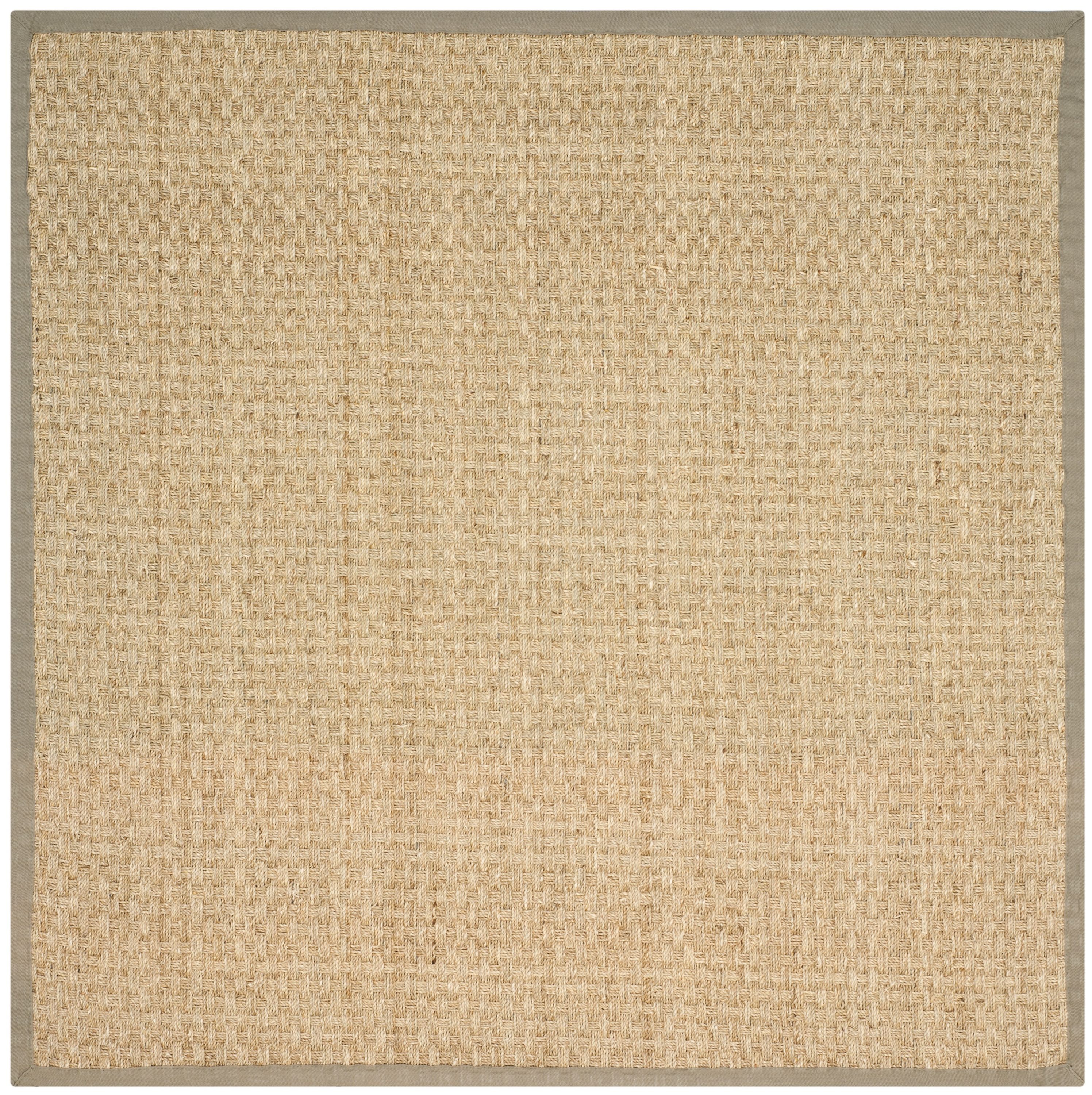 Safavieh NF114G-8SQ Natural Fiber Hampton 8 x 8 (ft) Loomed Seagrass Natural/Olive Square Indoor Solid Coastal Area rug