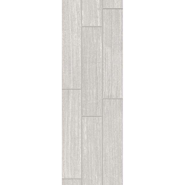 Style Selections Leonia Silver 6-in x 24-in Glazed Porcelain Tile in the  Tile department at Lowes.com