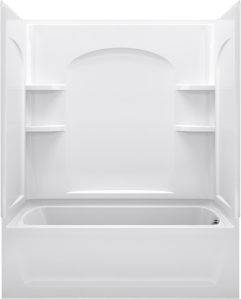 Sterling 71220820-0 Ensemble 32-in x 60-in x 75-in White 4-Piece Bathtub and Shower Combination Kit (Right Drain)