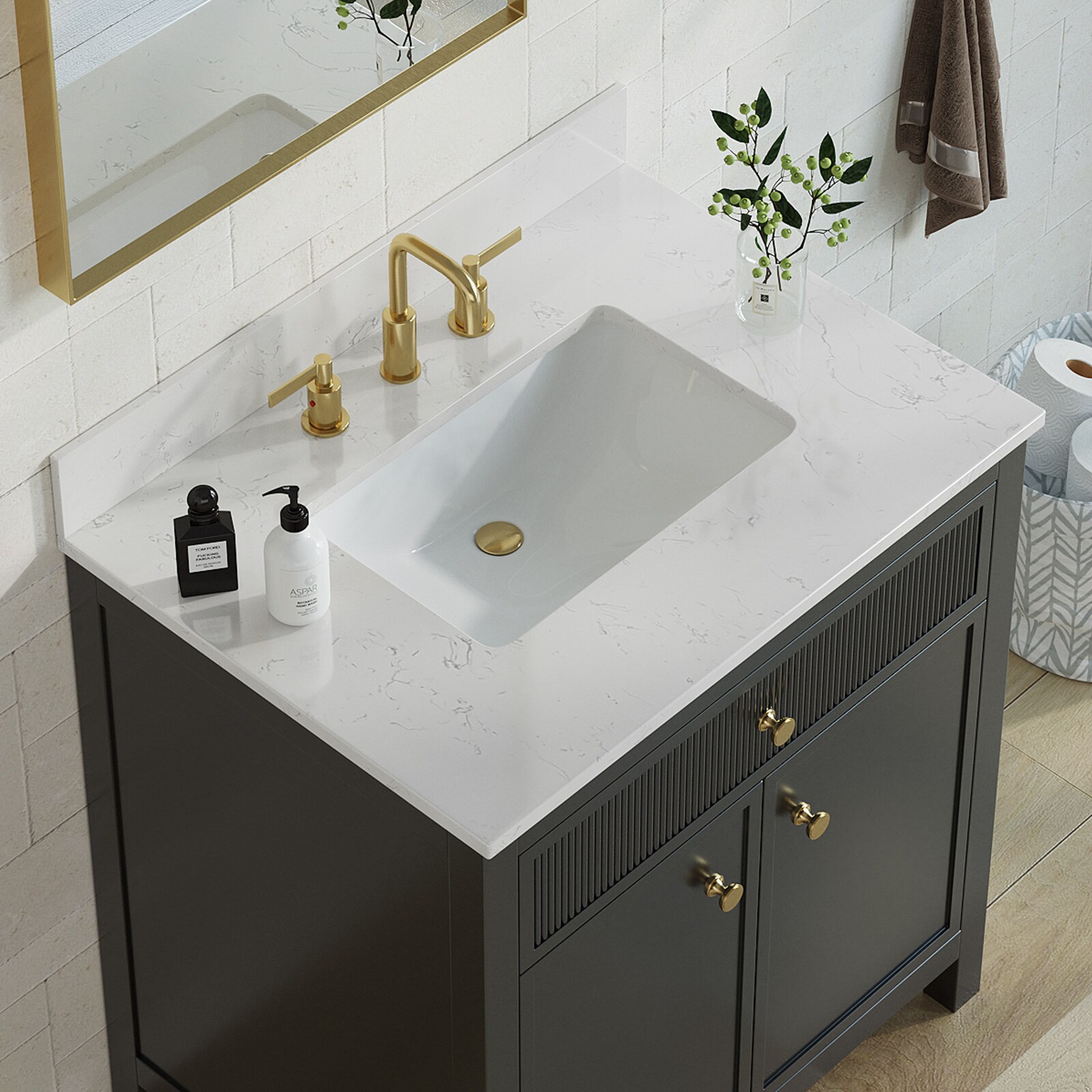 Carrara 31" White Engineered Marble Vanity Top with Undermount Sink