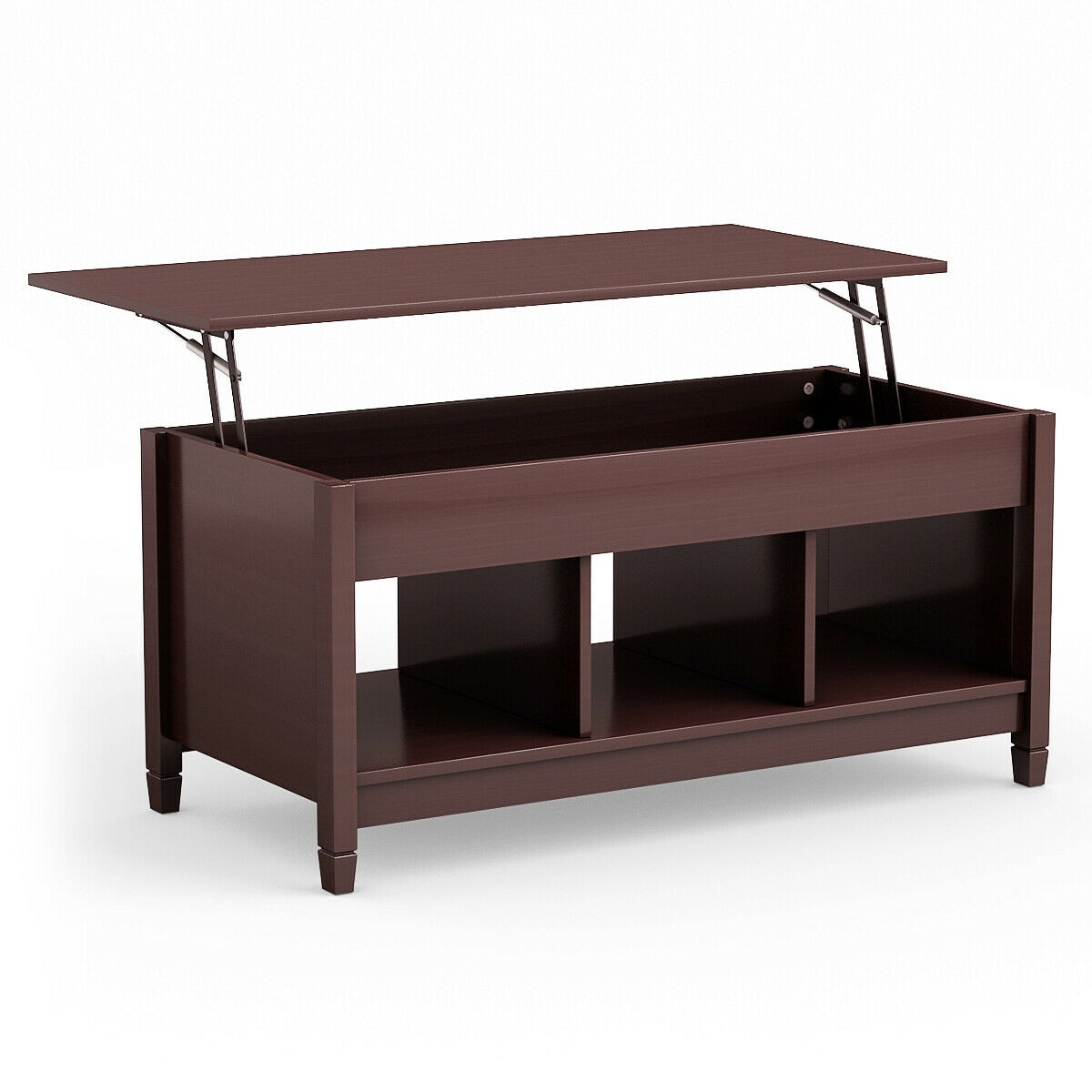 LIVIZA OUG65716CF Brown Wood Modern Coffee Table with Storage
