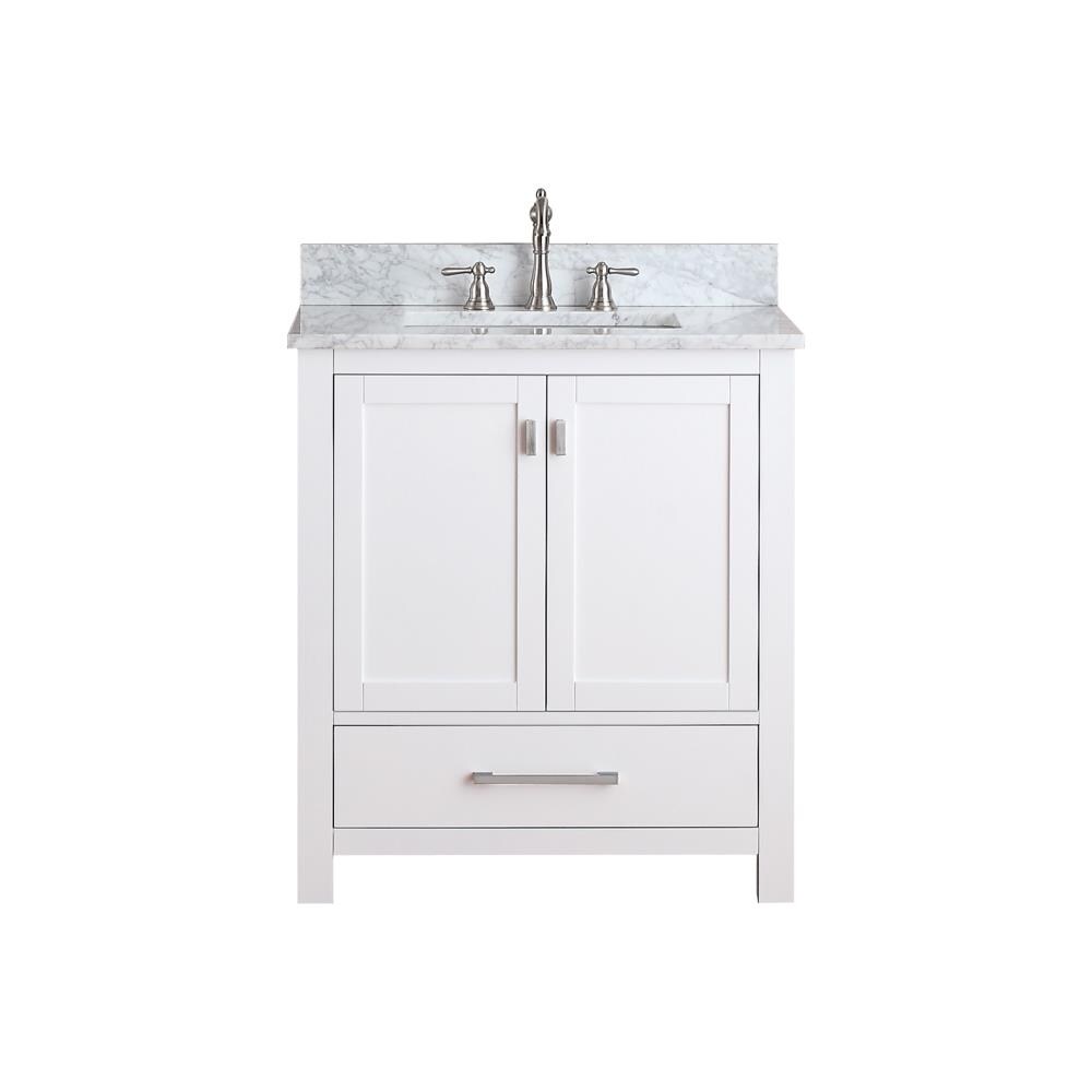 Avanity MODERO-VS30-WT-C Modero 31-in White Undermount Single Sink Bathroom Vanity with Carrara White Natural Marble Top