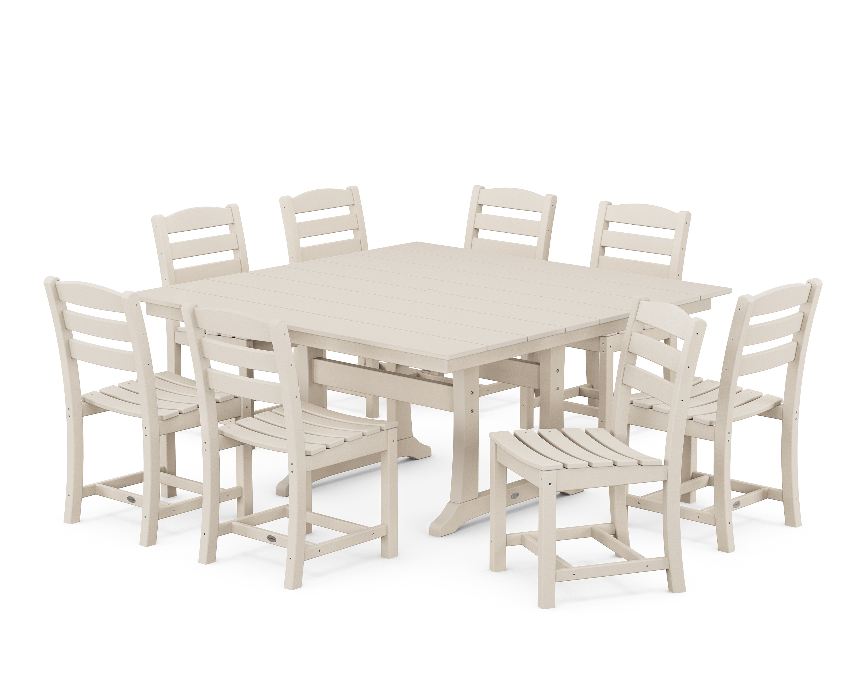 La Casa Cafe 9-Piece Off-white Patio Dining Set | - POLYWOOD PWS662-1-SA