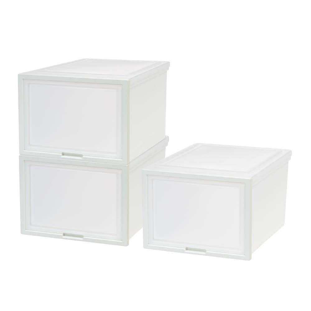 IRIS 3-Pack White Stackable Plastic Storage Drawer 11.6-in H x