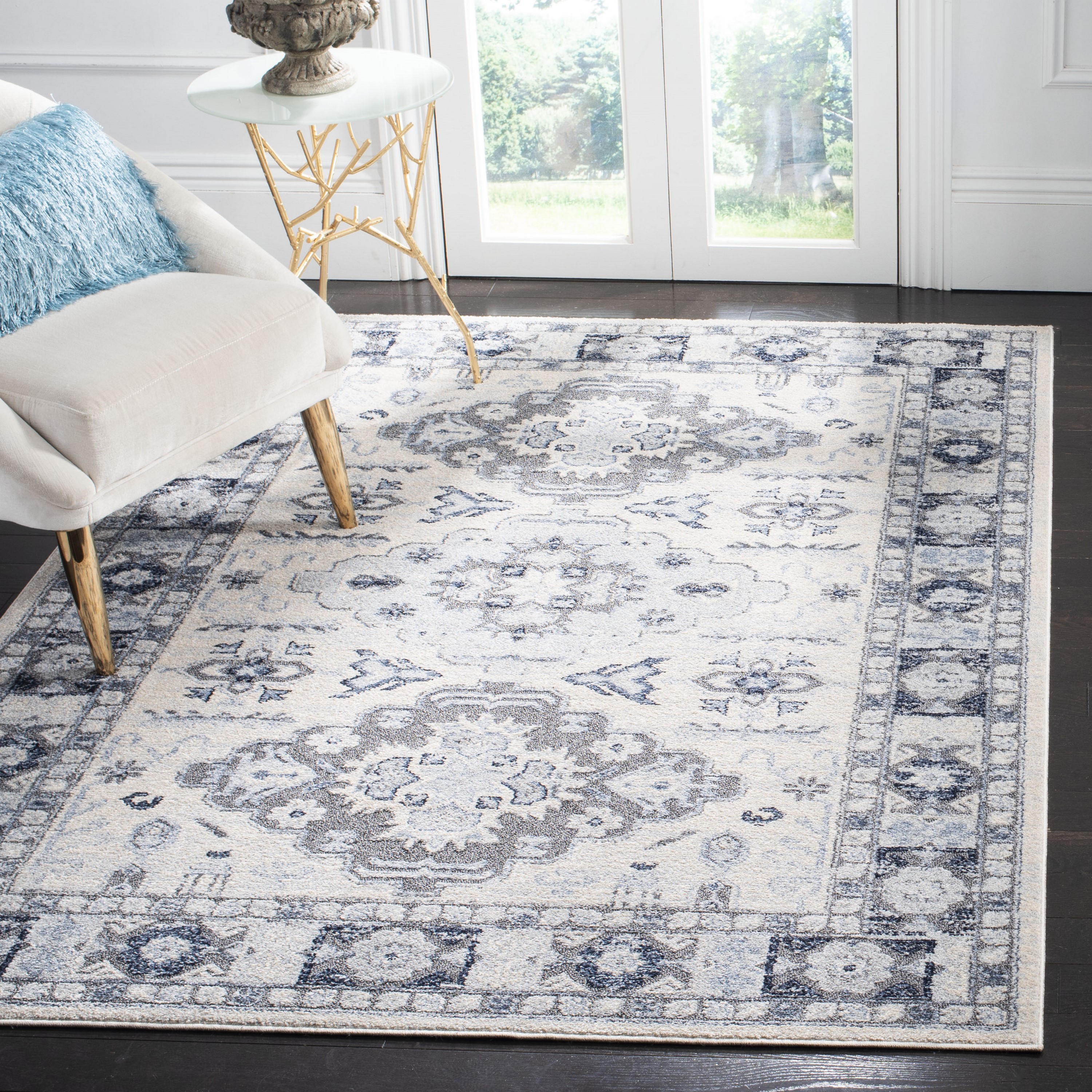 Safavieh HBR144C-5 Harbor Sorrento 5 x 8 (ft) Loomed Polypropylene Blue/Creme Rectangular Indoor Distressed/Overdyed Coastal Area rug