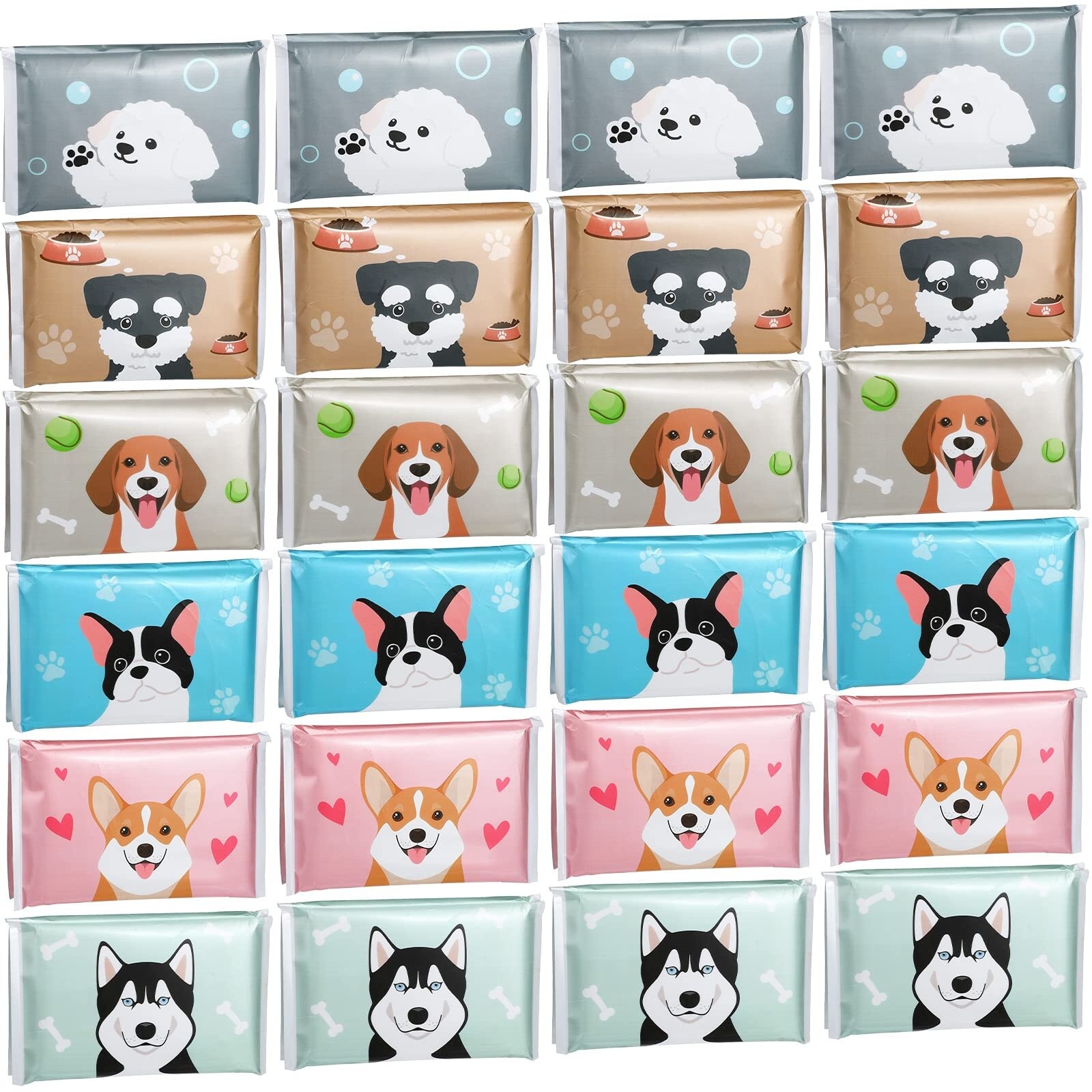 Anqtovp  24 Pack Travel Size Facial Tissue 3 Ply Pocket Tissues Wallet Size Soft Absorbent Dog Print for Travel Wedding Party Office School Car