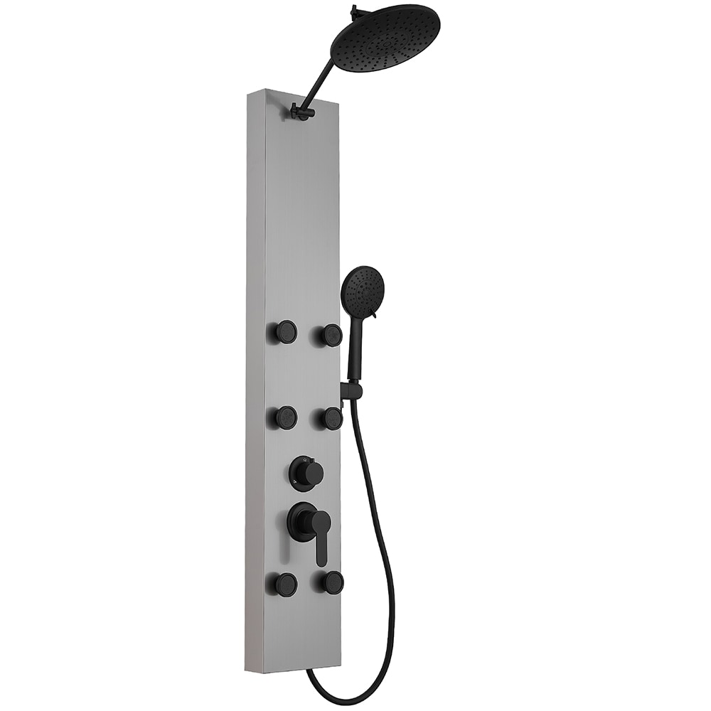 BWE YTP03-BNK Onyx SPA All-in-One Black and Nickel 20-in Dual Head Shower Tower System with 3-way Diverter ( Ceramic Disc Valve Included )
