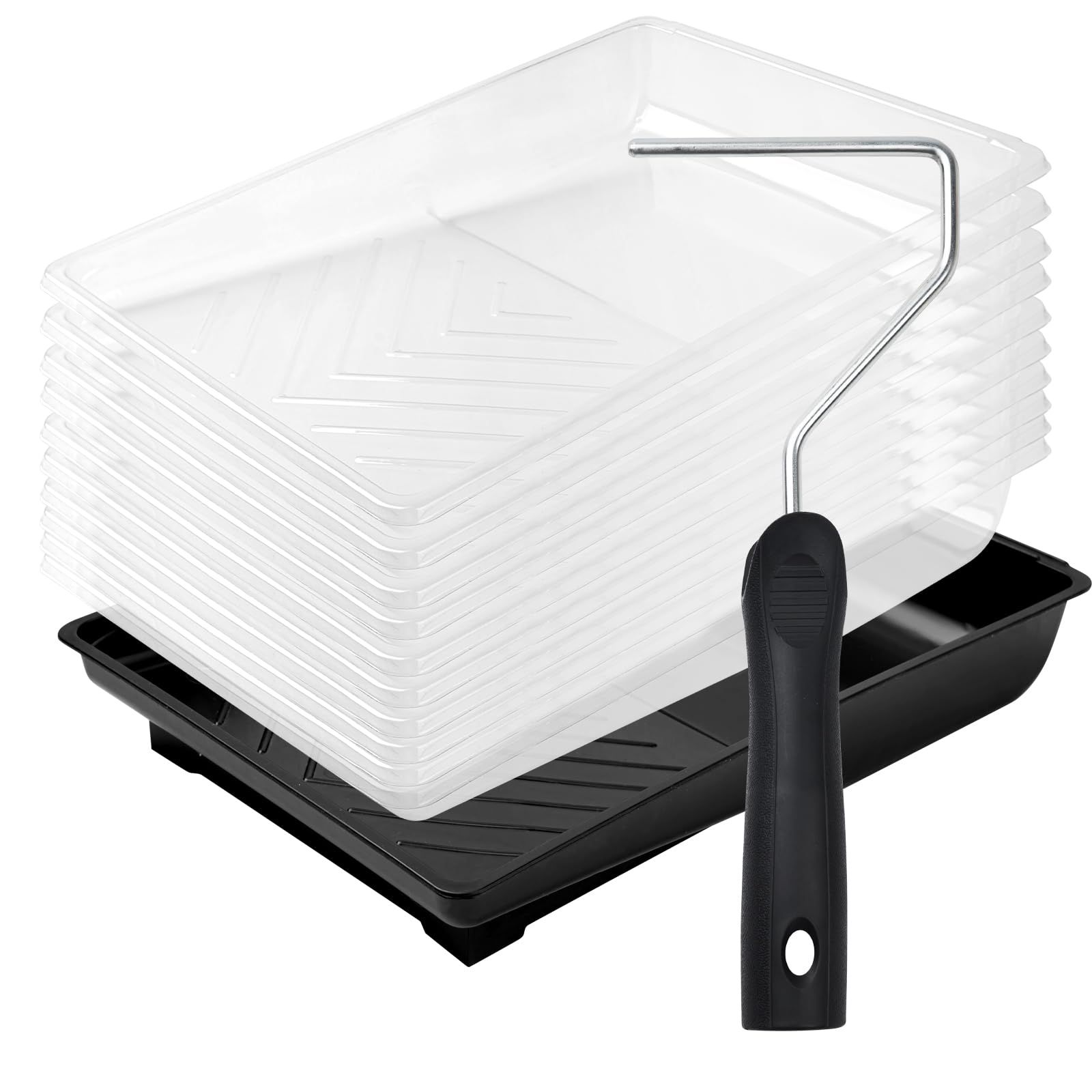 Ahfiwaso - 6 Inch Paint Tray 12 Pack Plastic Paint Roller Tray with 4 Inch Roller Frame Disposab...