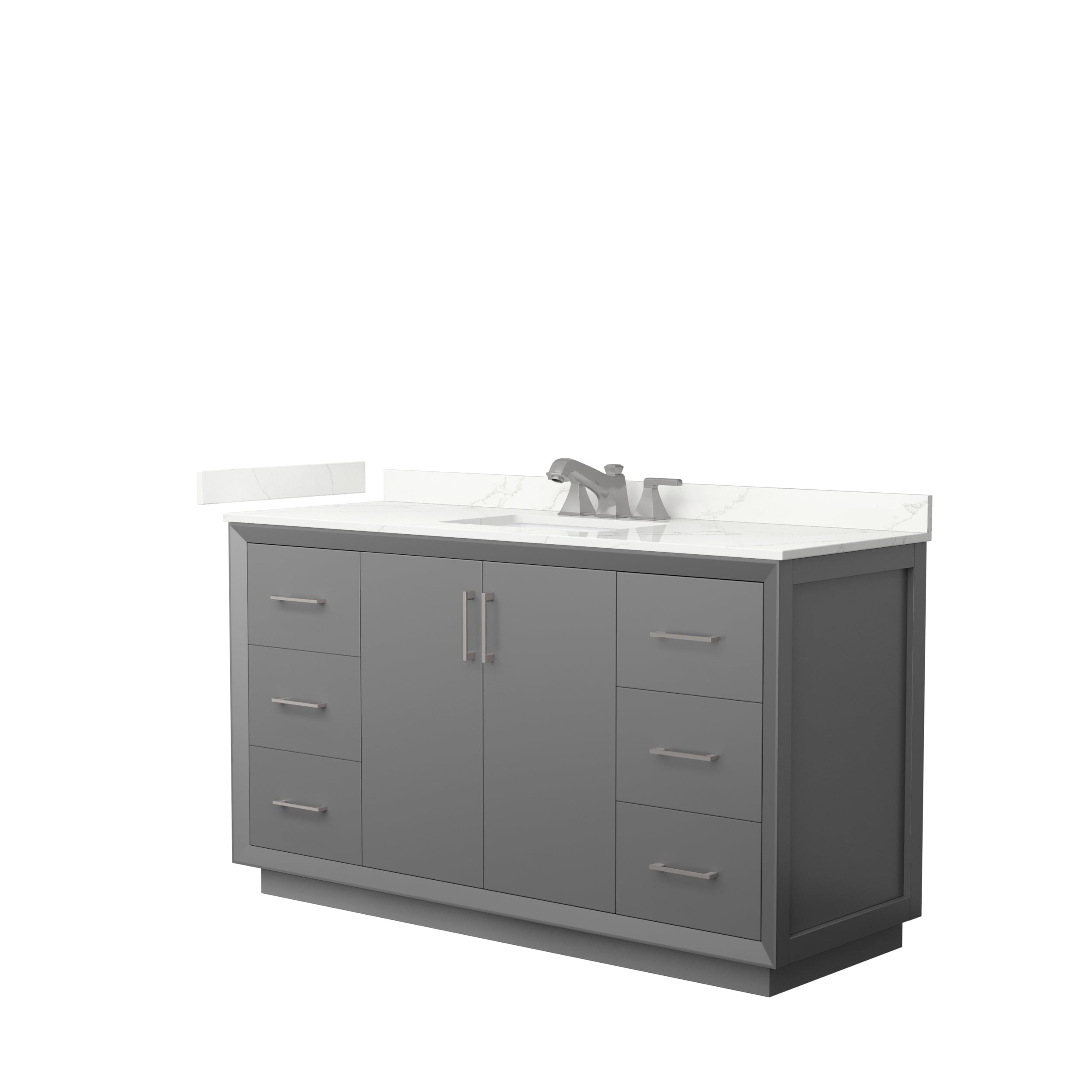 Wyndham Collection WCF414160SKGGTUS3MXX Strada 60-in Dark Gray Undermount Single Sink Bathroom Vanity with Giotto Quartz Top