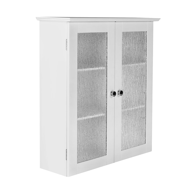 Teamson Home Connor 22 25 In W X H 8 D White Bathroom Wall Cabinet The Cabinets Department At Com - White Bathroom Wall Cabinet With Glass Doors