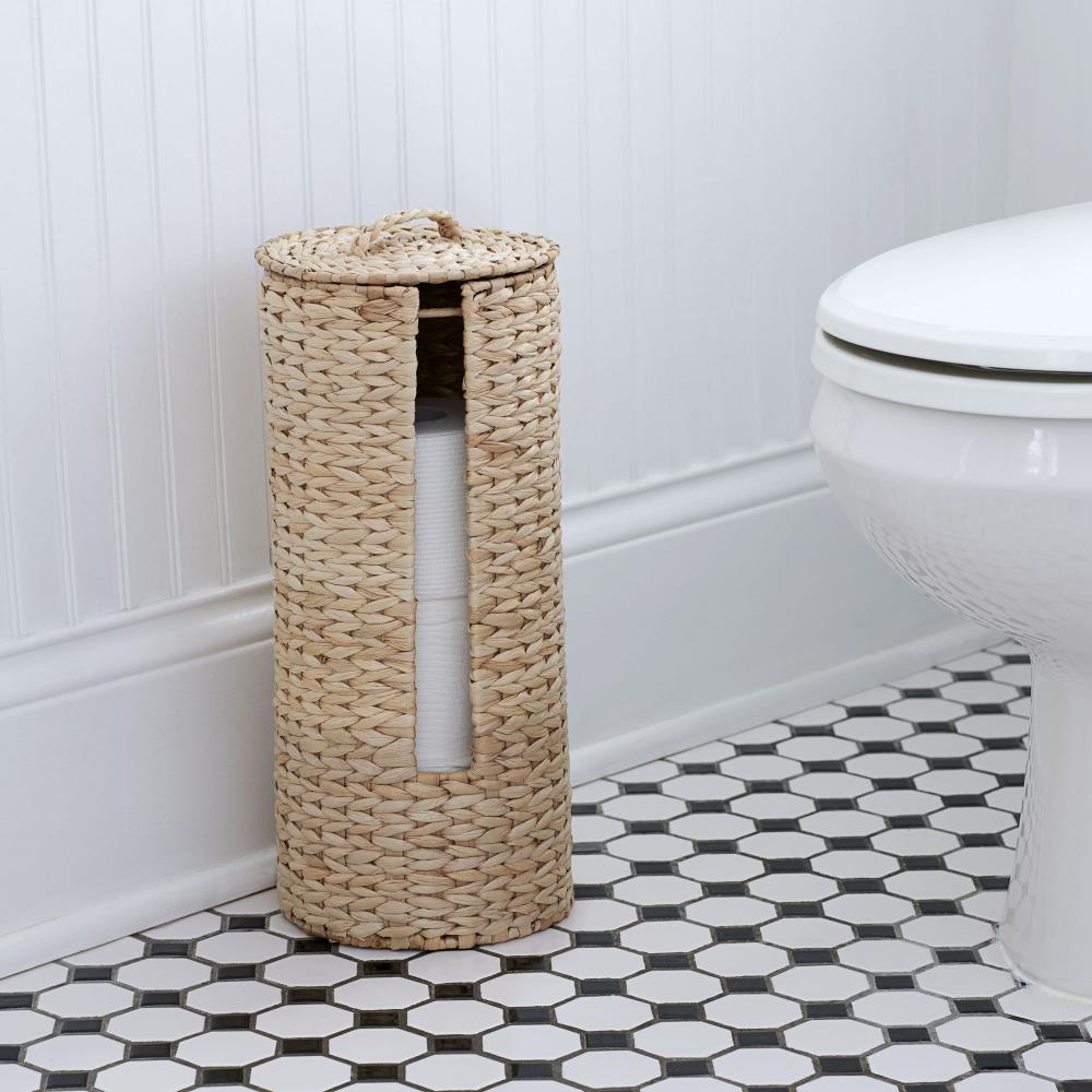 Rattan Small Cylinder Bathroom Bin/ Rattan Toilet Roll Holder