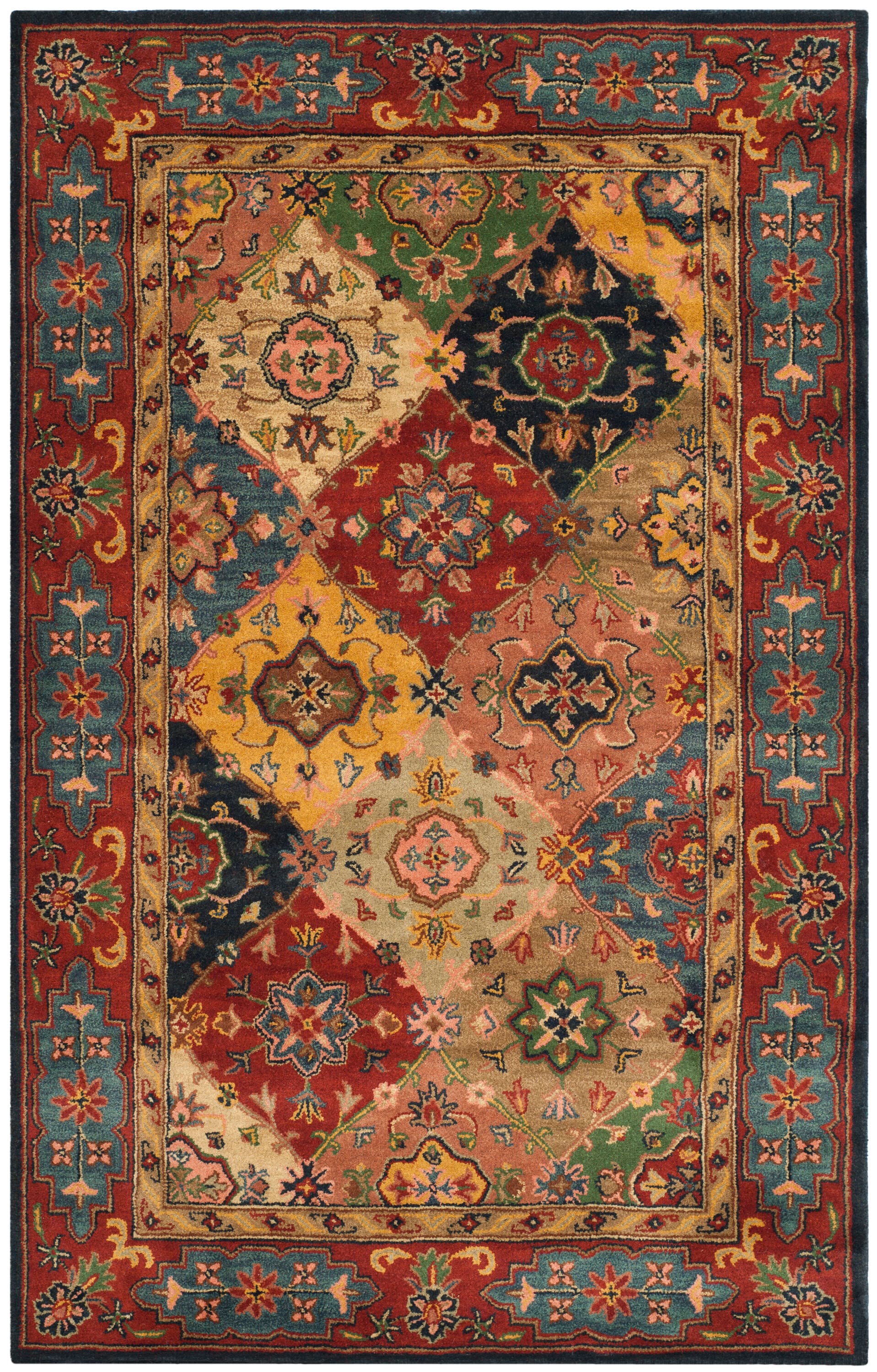 Luxurious Hand-Tufted Woolen Area Rug - Red Multicolor, 5' x 8'