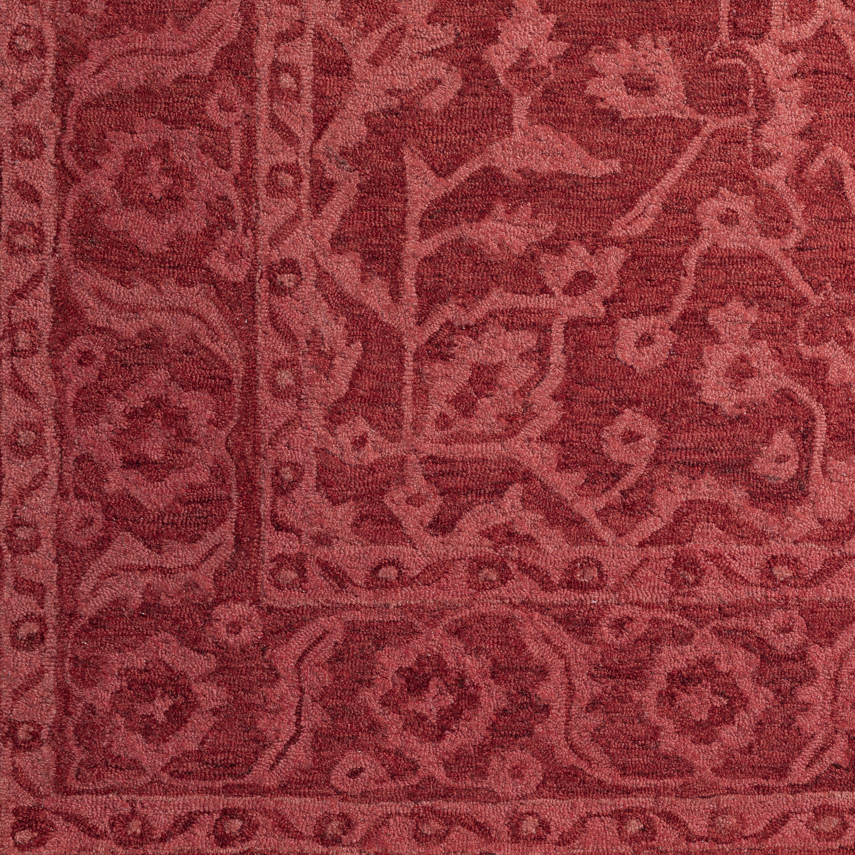 Harlow Vintage Ruby Red Hand-Tufted Wool Area Rug 5'x7'