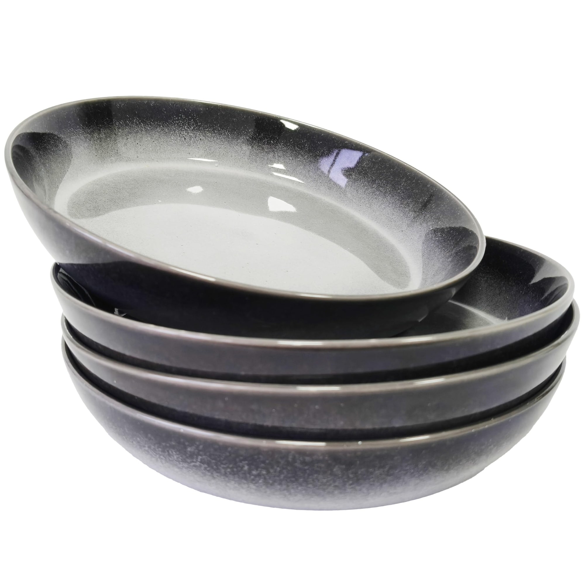 Aoibox  38 oz Large Ceramic Stoneware Pasta Salad Bowl Set of 4 Wide Rim 9 Inch Microwave Safe Slate Gray Bowls